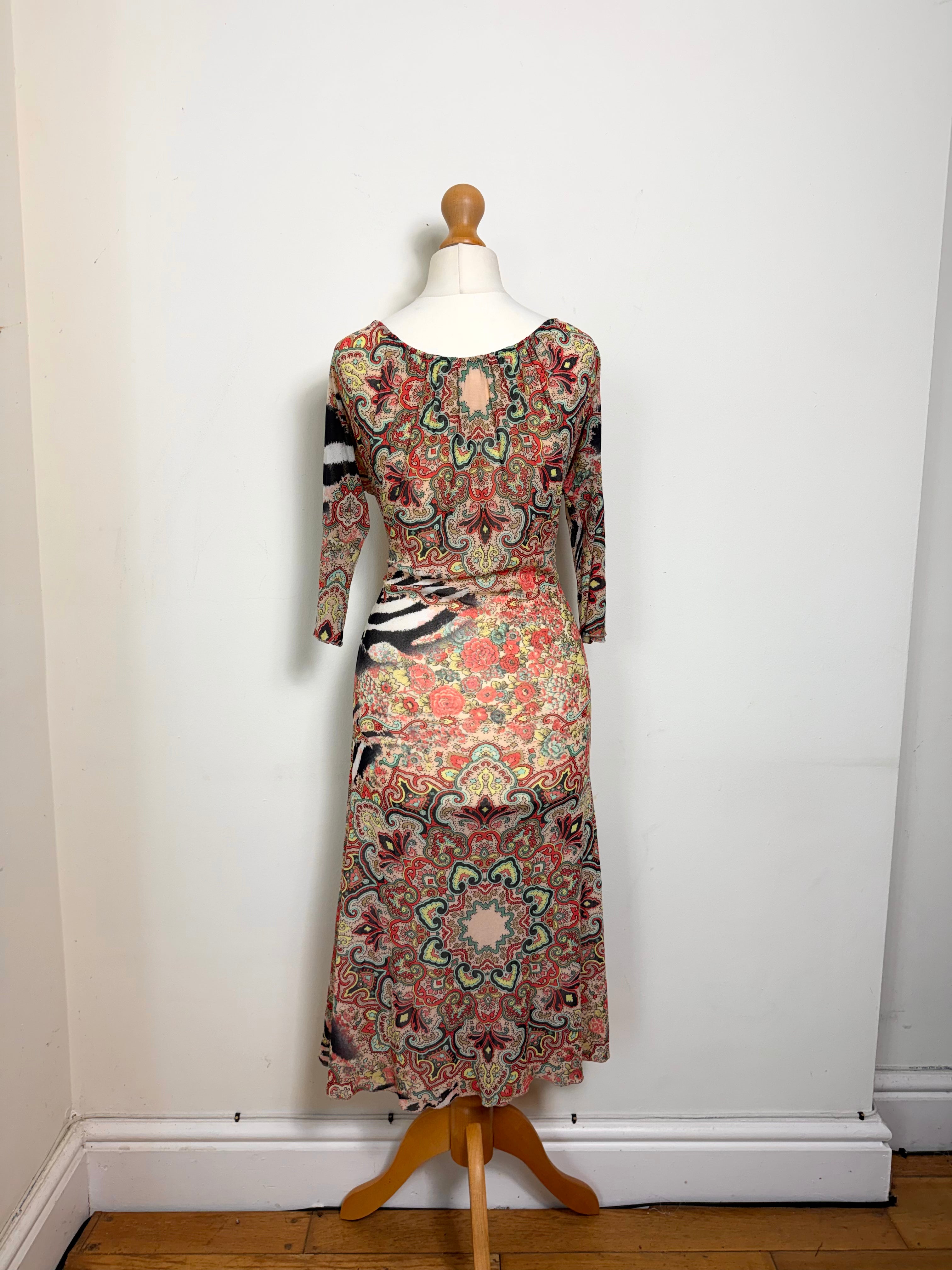 Roberto Cavalli Class Paisley Multicolour Midi Dress