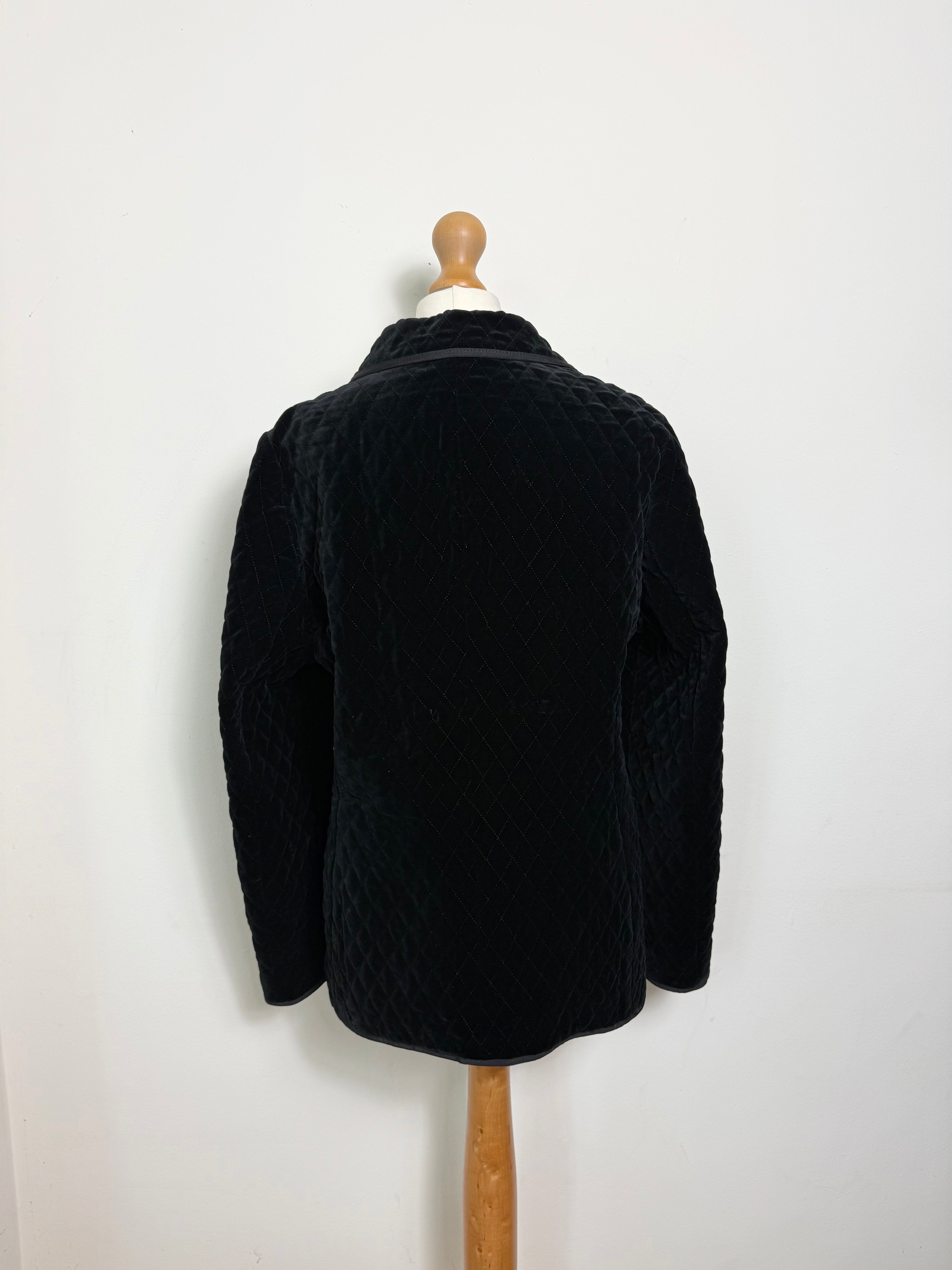 H Moser Vintage Black Quilted Velvet Blazer