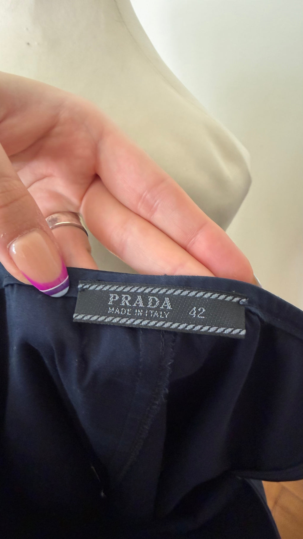 Prada A-Line Navy Maxi Skirt