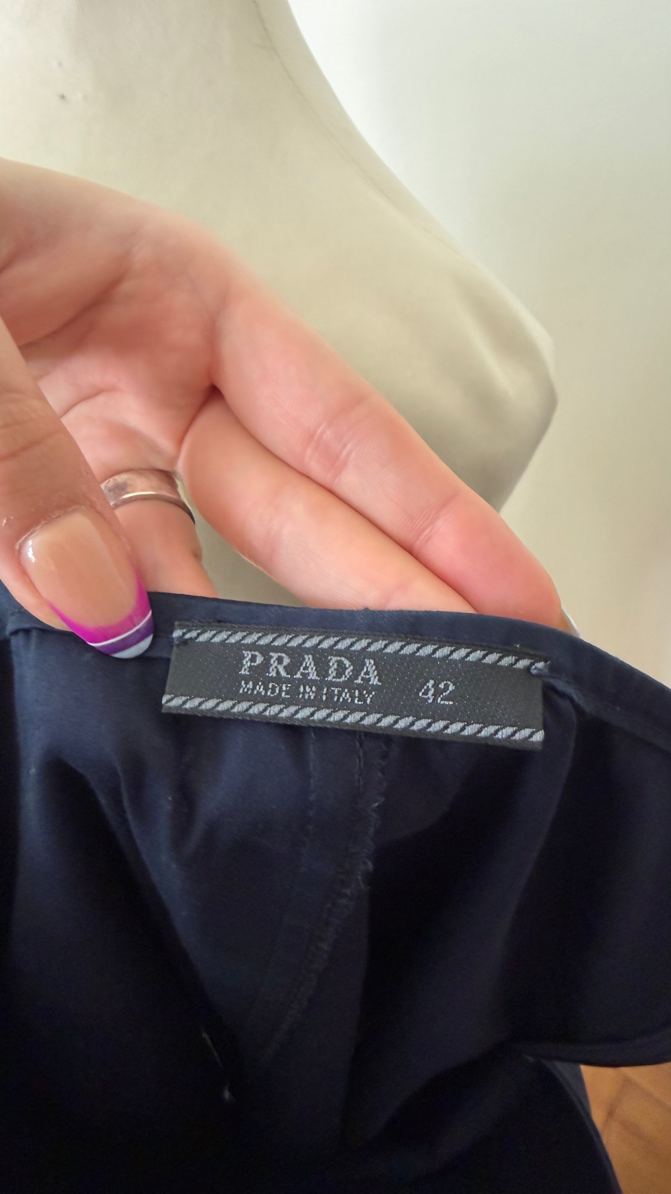 Prada A-Line Navy Maxi Skirt