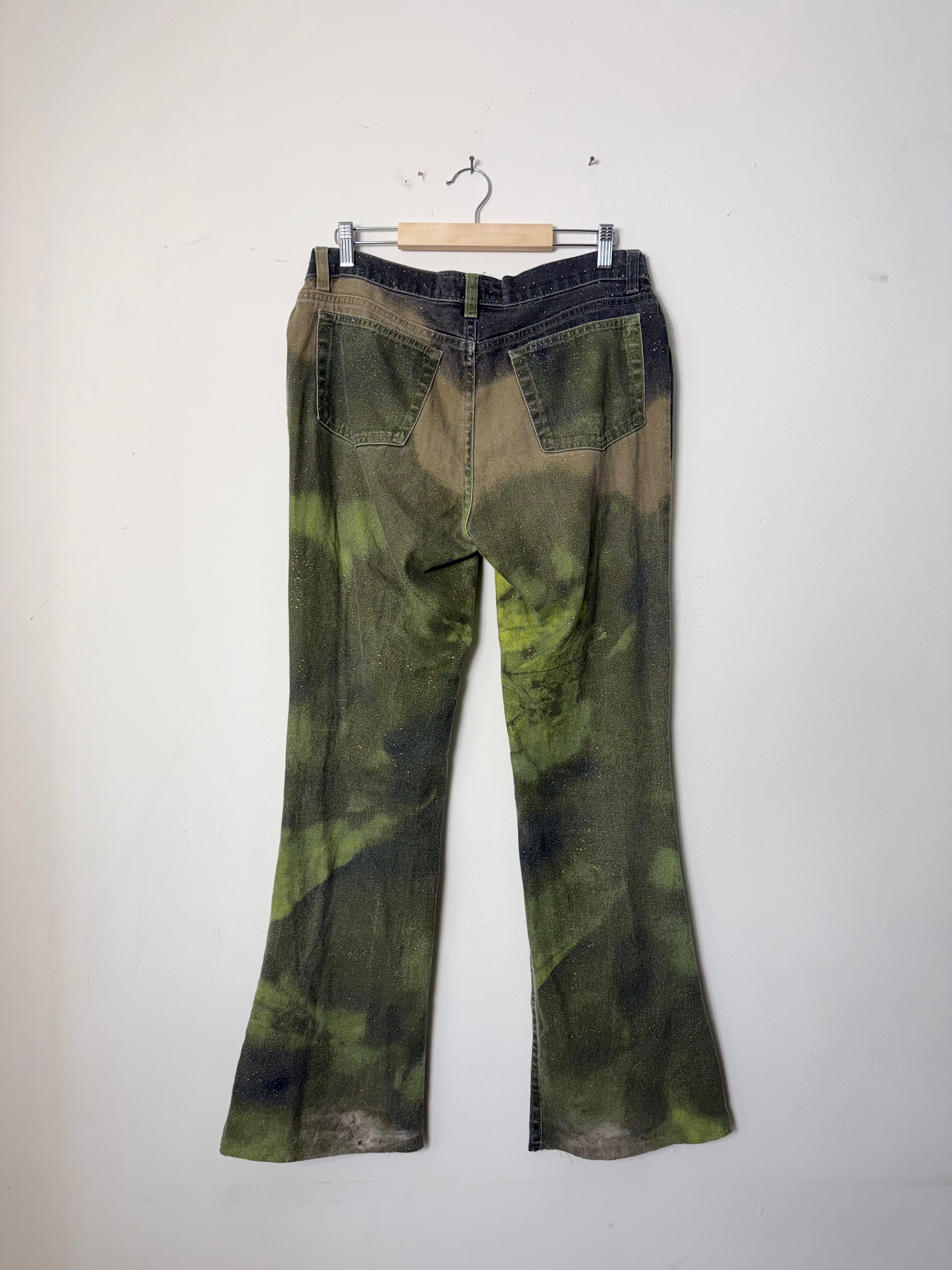 Roberto Cavalli Fall 1999 Green Leaf Print Jeans