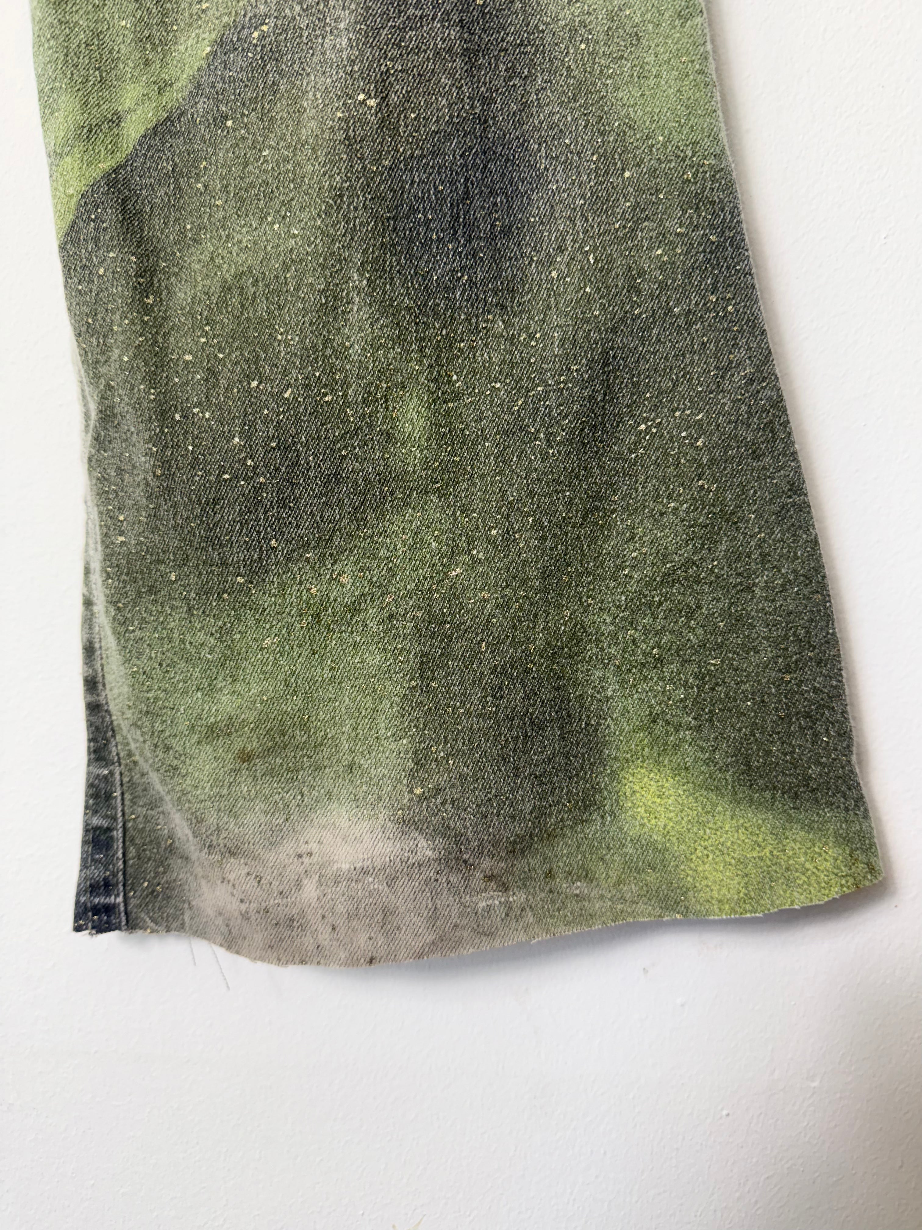 Roberto Cavalli Fall 1999 Green Leaf Print Jeans