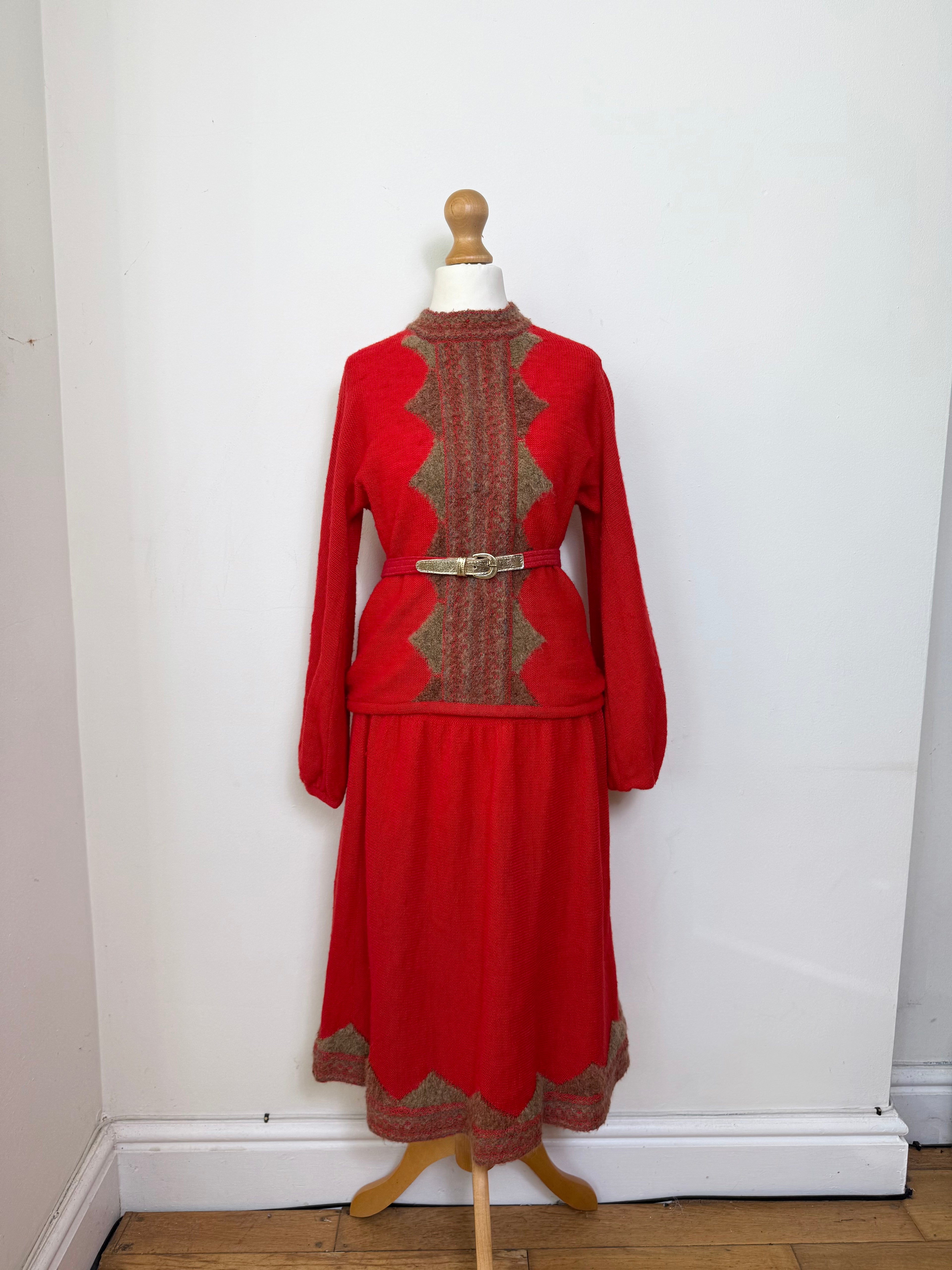 Frank Usher Red Lambswool Two Piece