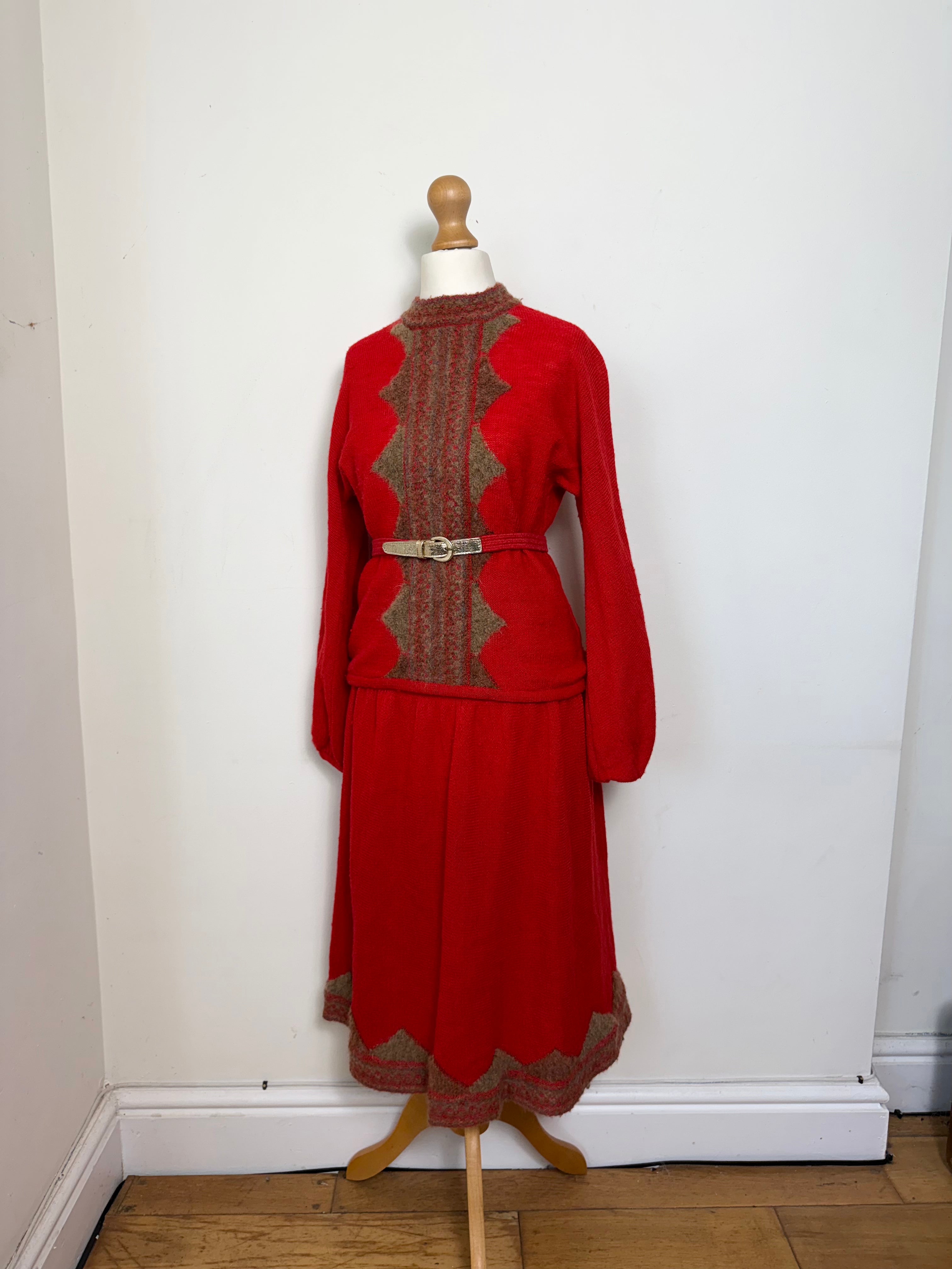 Frank Usher Red Lambswool Two Piece