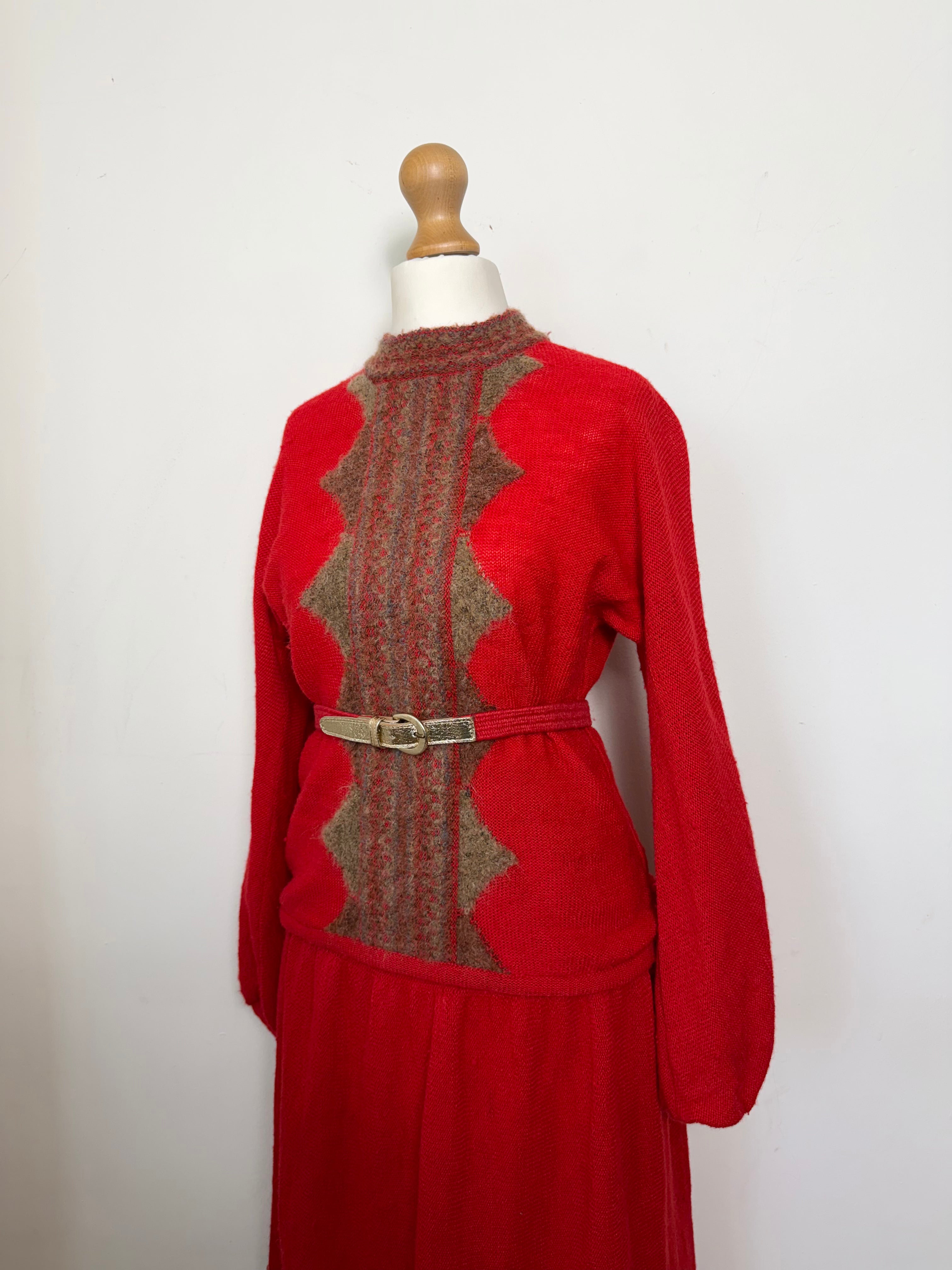 Frank Usher Red Lambswool Two Piece