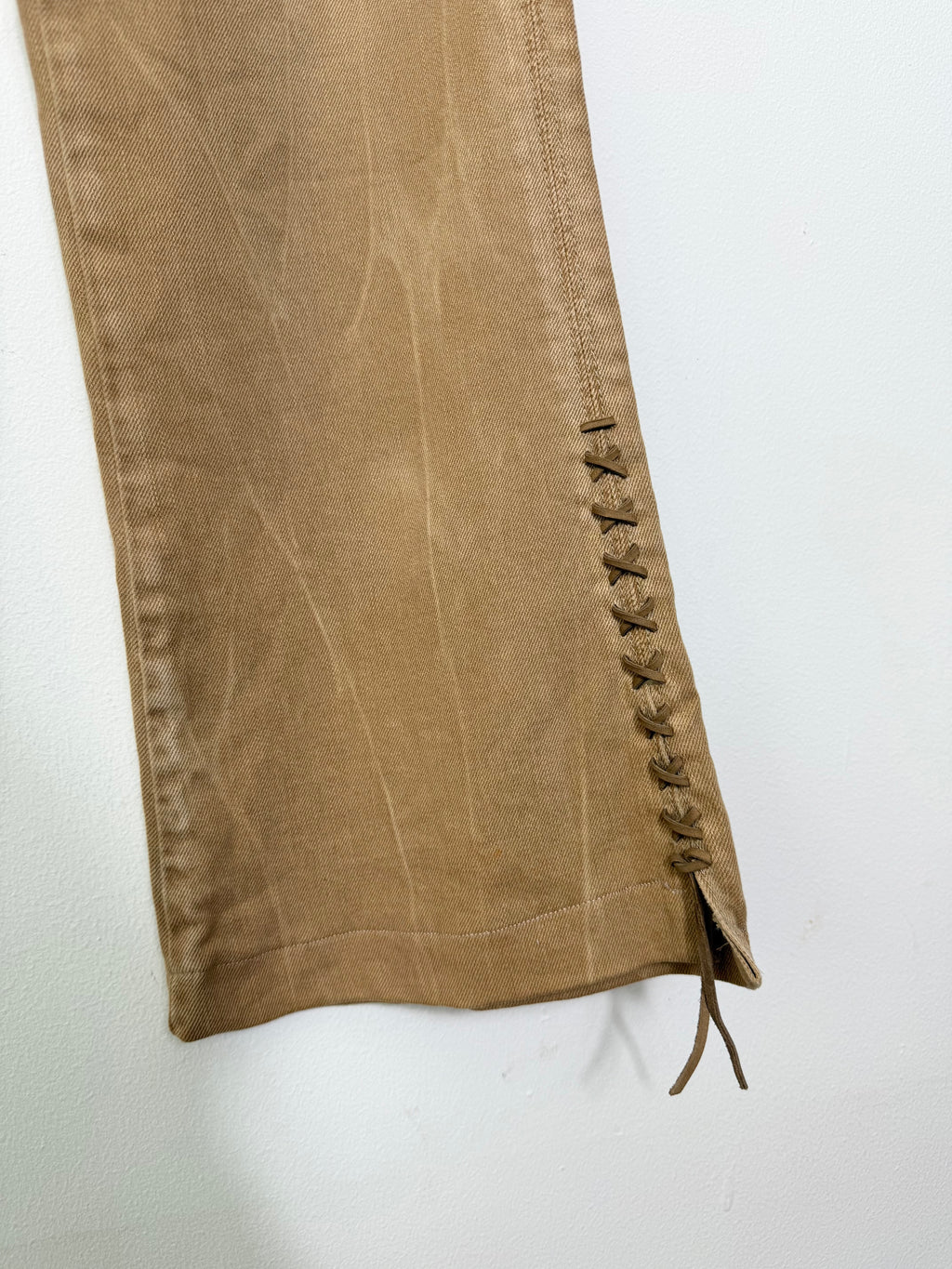 Ralph Lauren 2000's Lace-up Tan Flared Jeans