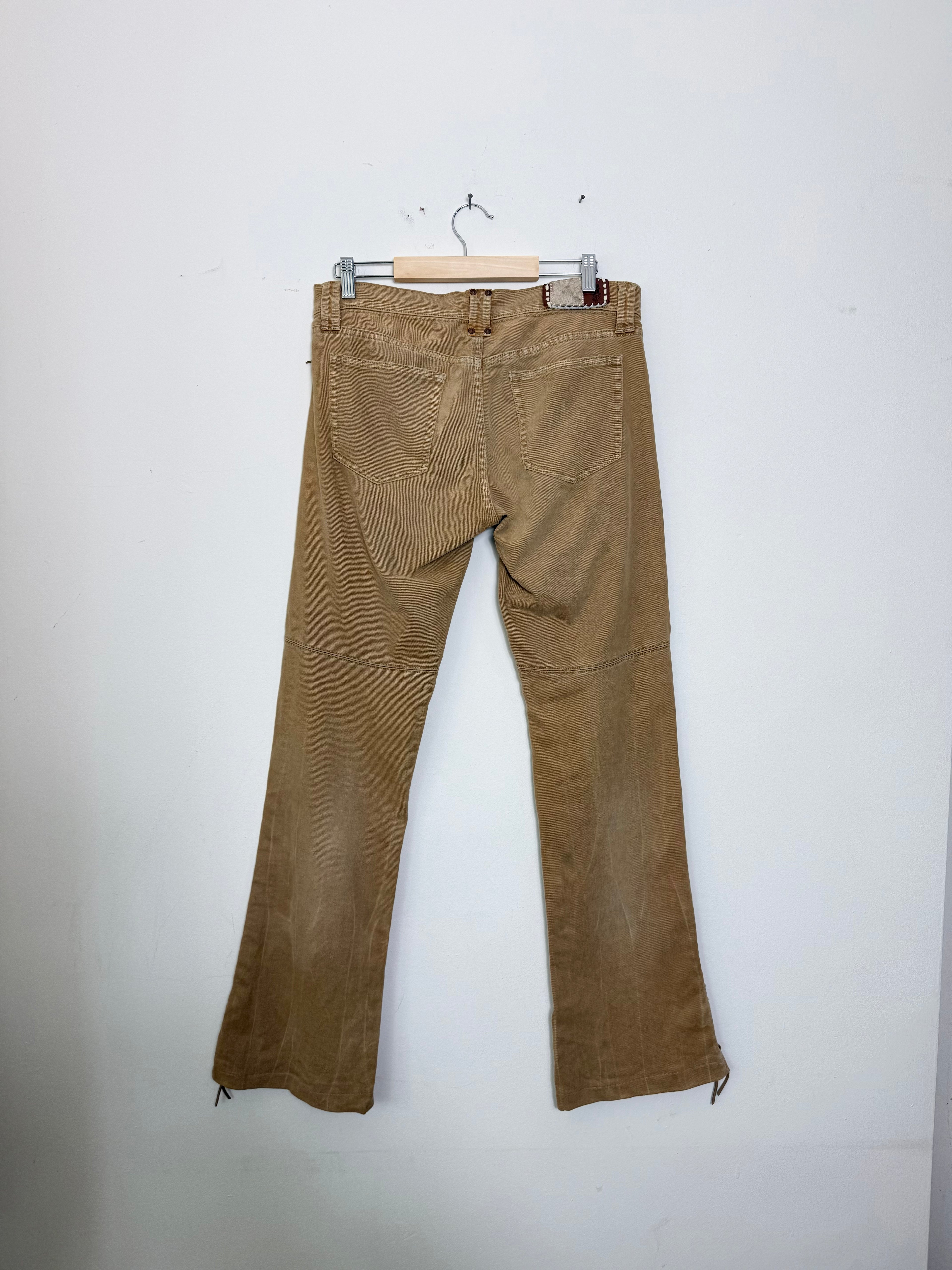 Ralph Lauren 2000's Lace-up Tan Flared Jeans