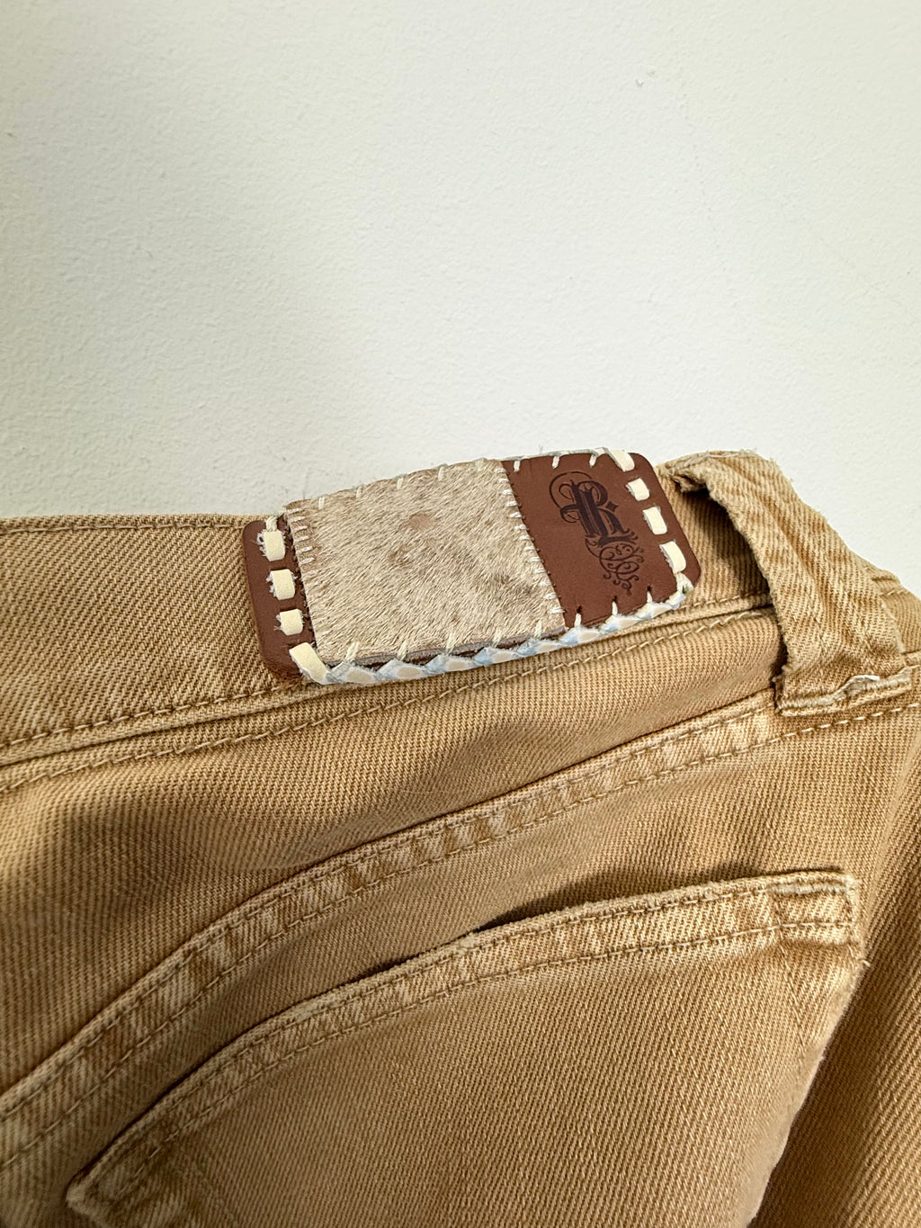 Ralph Lauren 2000's Lace-up Tan Flared Jeans