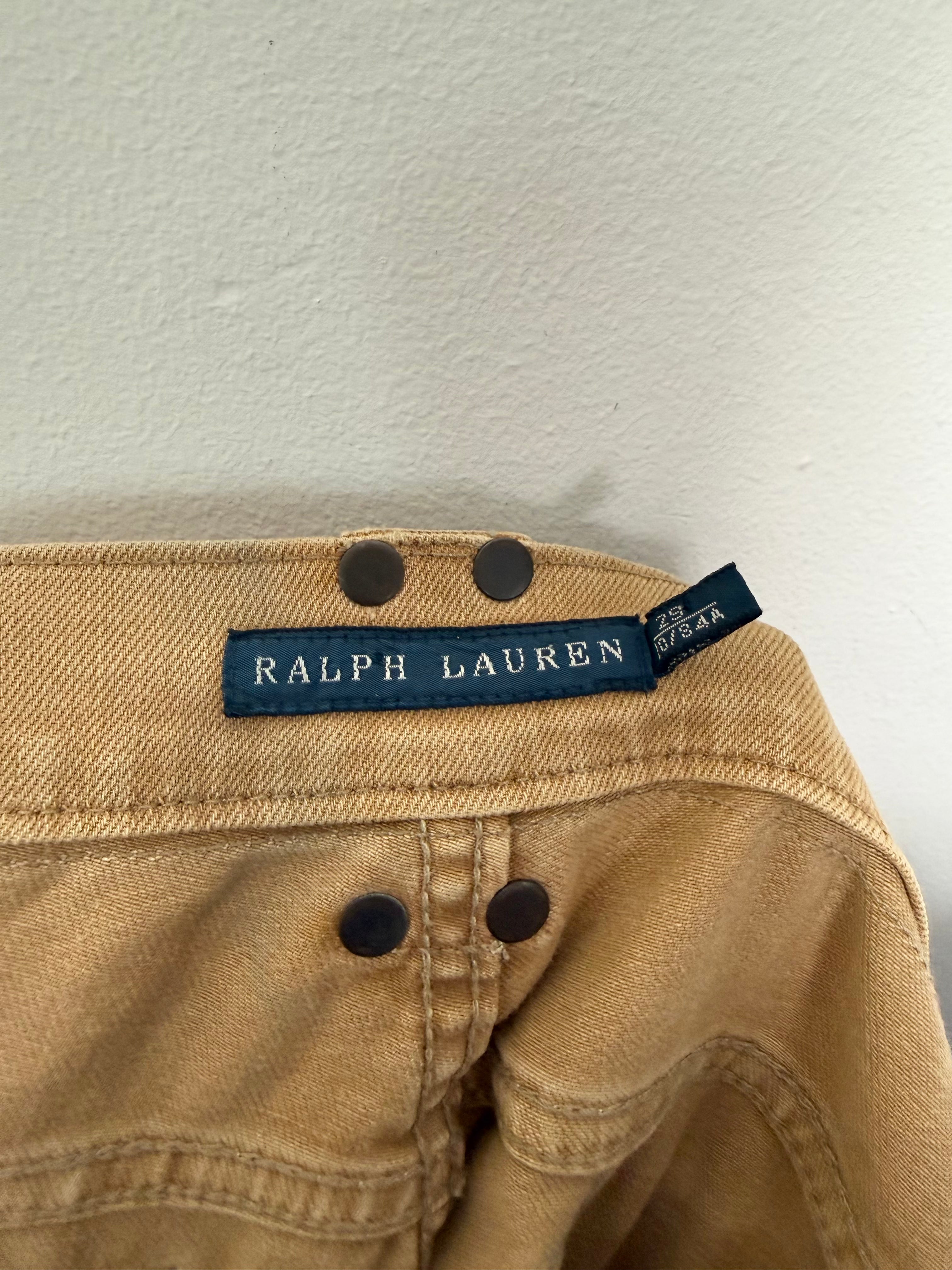 Ralph Lauren 2000's Lace-up Tan Flared Jeans