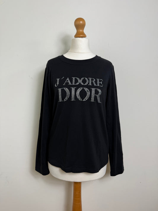 J'adore Dior 2001 Vintage Long Sleeve Black Top