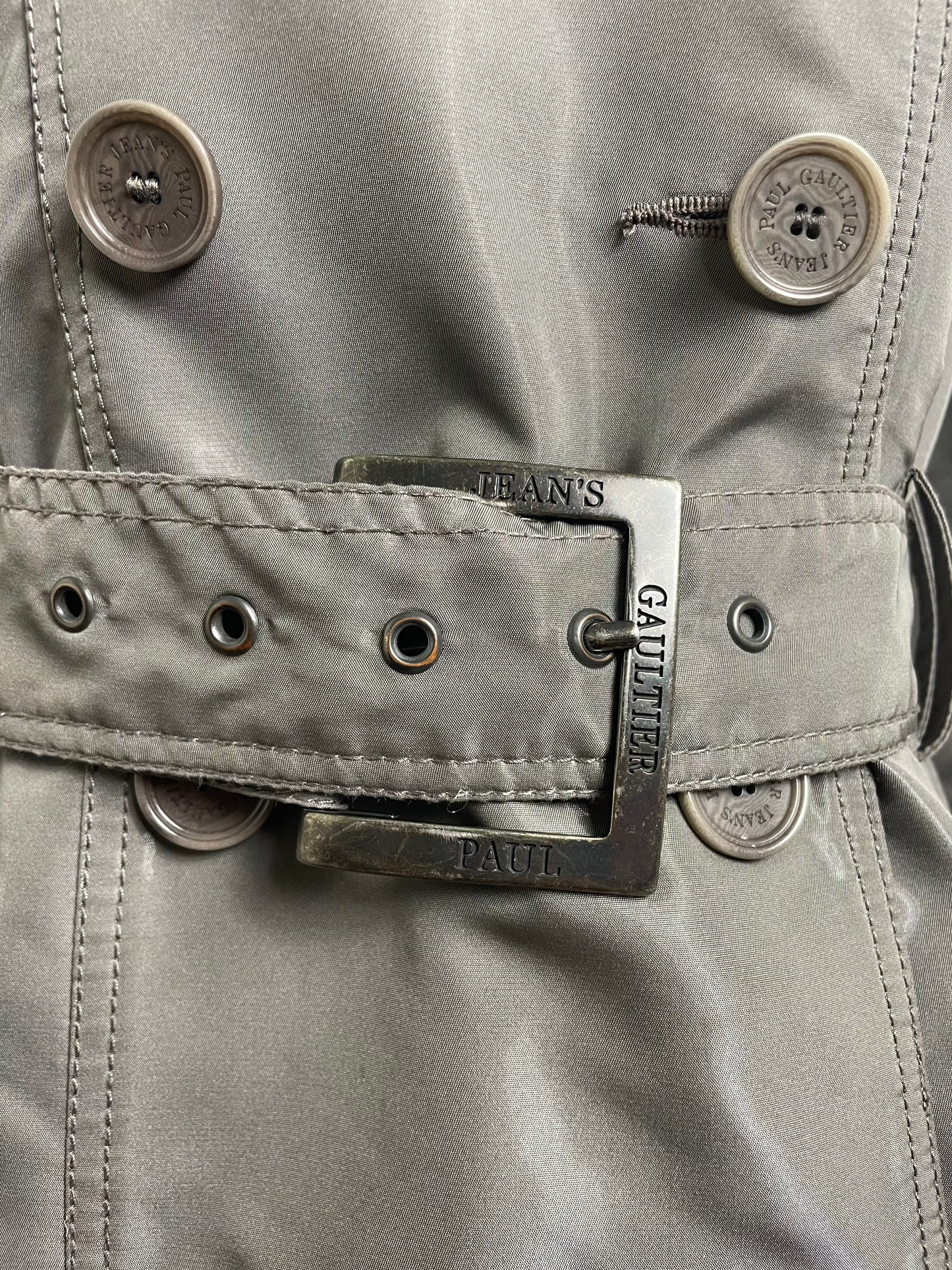 Jean Paul Gaultier Patent Khaki Trench Coat