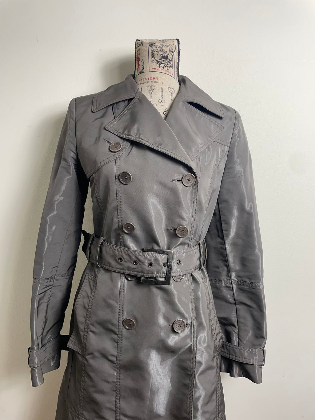 Jean Paul Gaultier Patent Khaki Trench Coat