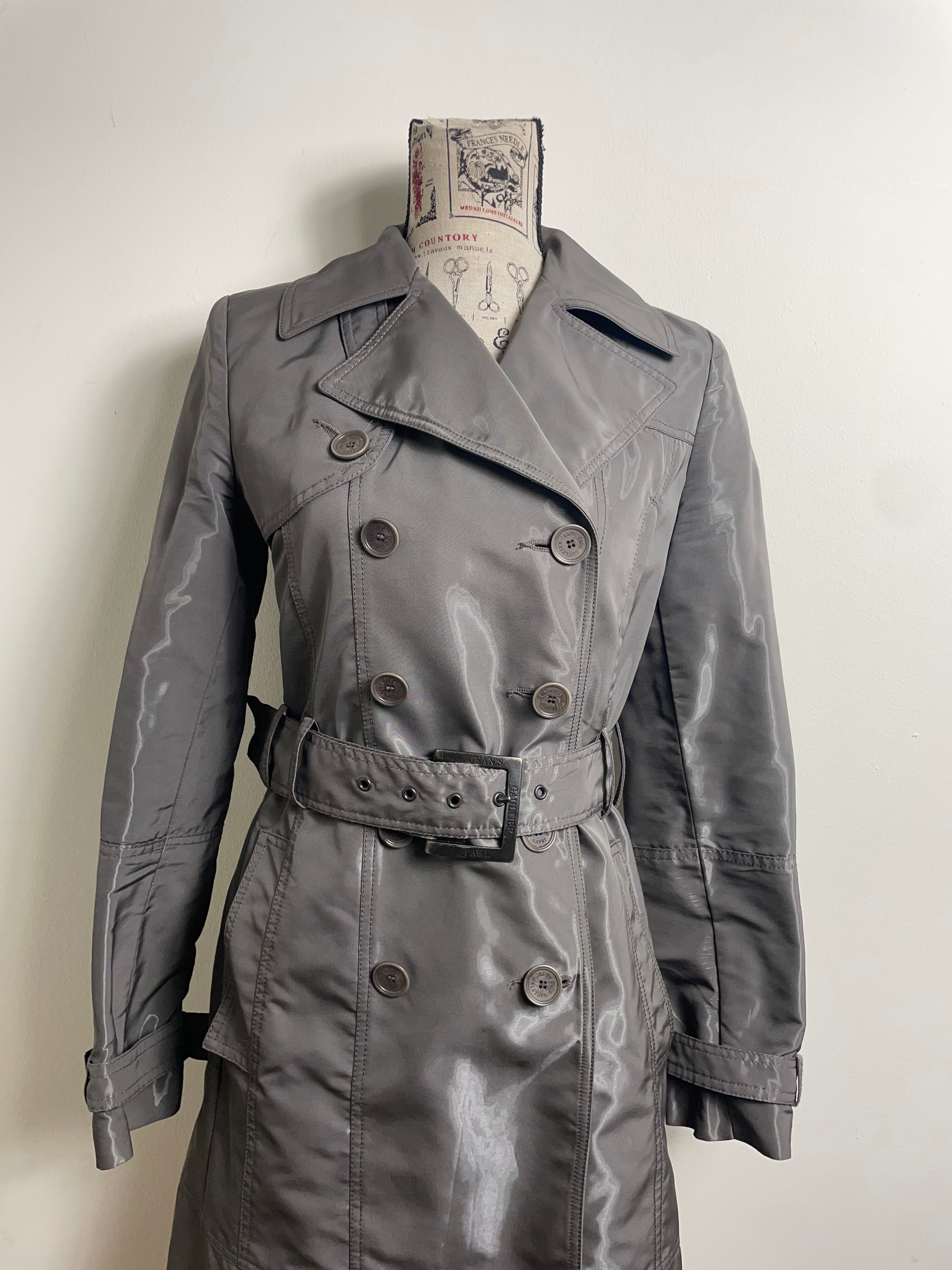 Jean Paul Gaultier Patent Khaki Trench Coat