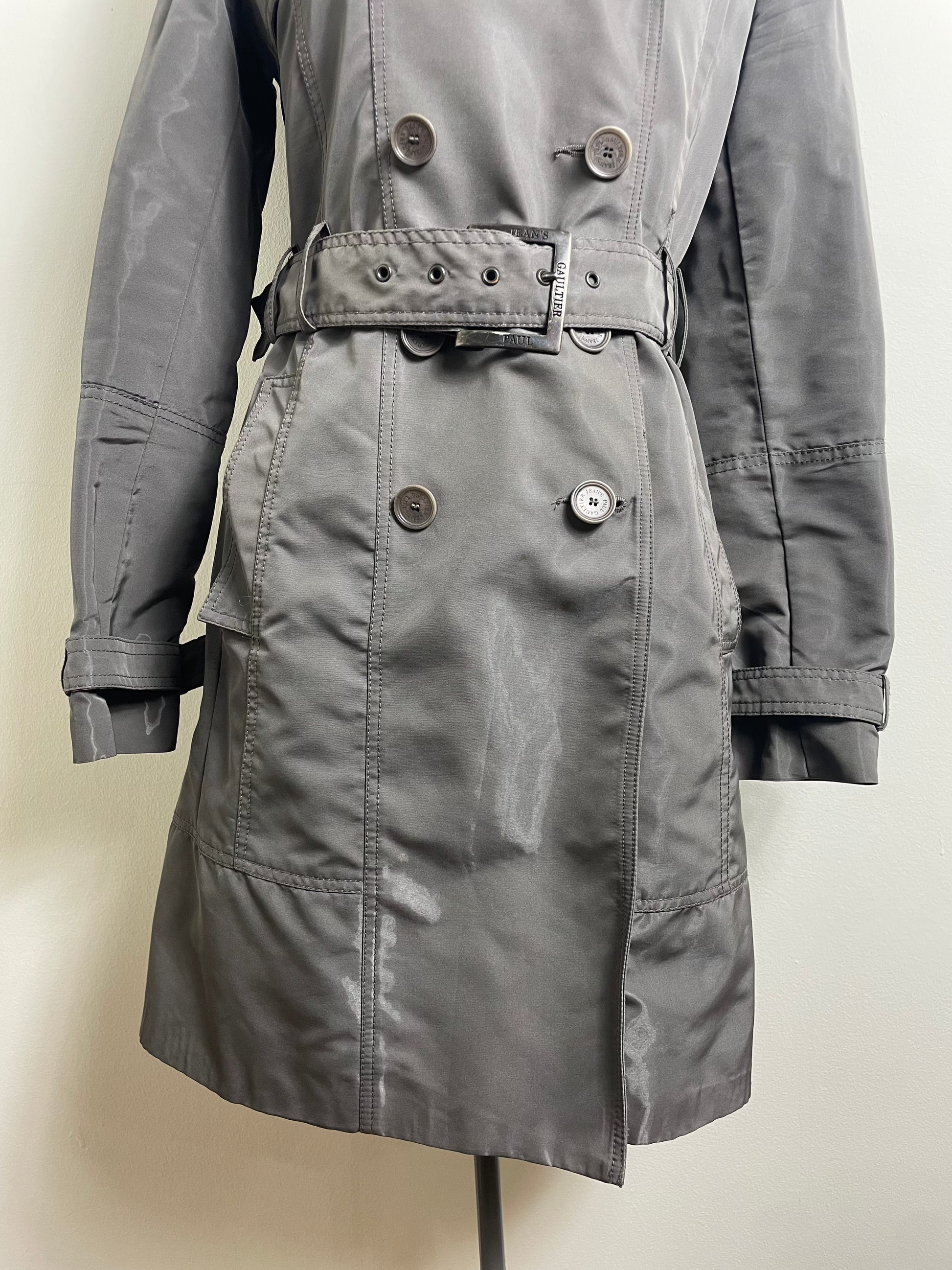 Jean Paul Gaultier Patent Khaki Trench Coat