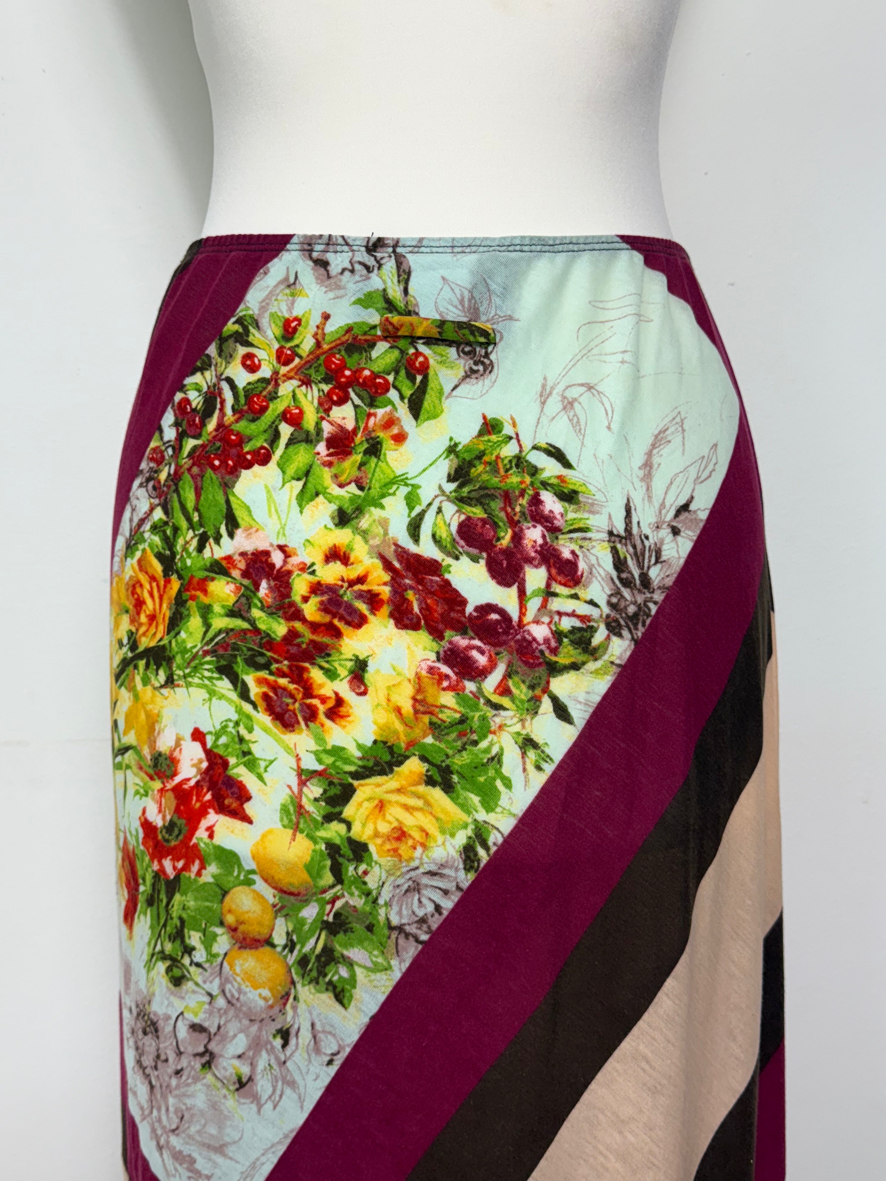Jean Paul Gaultier Spring 1999 Fruit & Floral Abstract Maxi Skirt