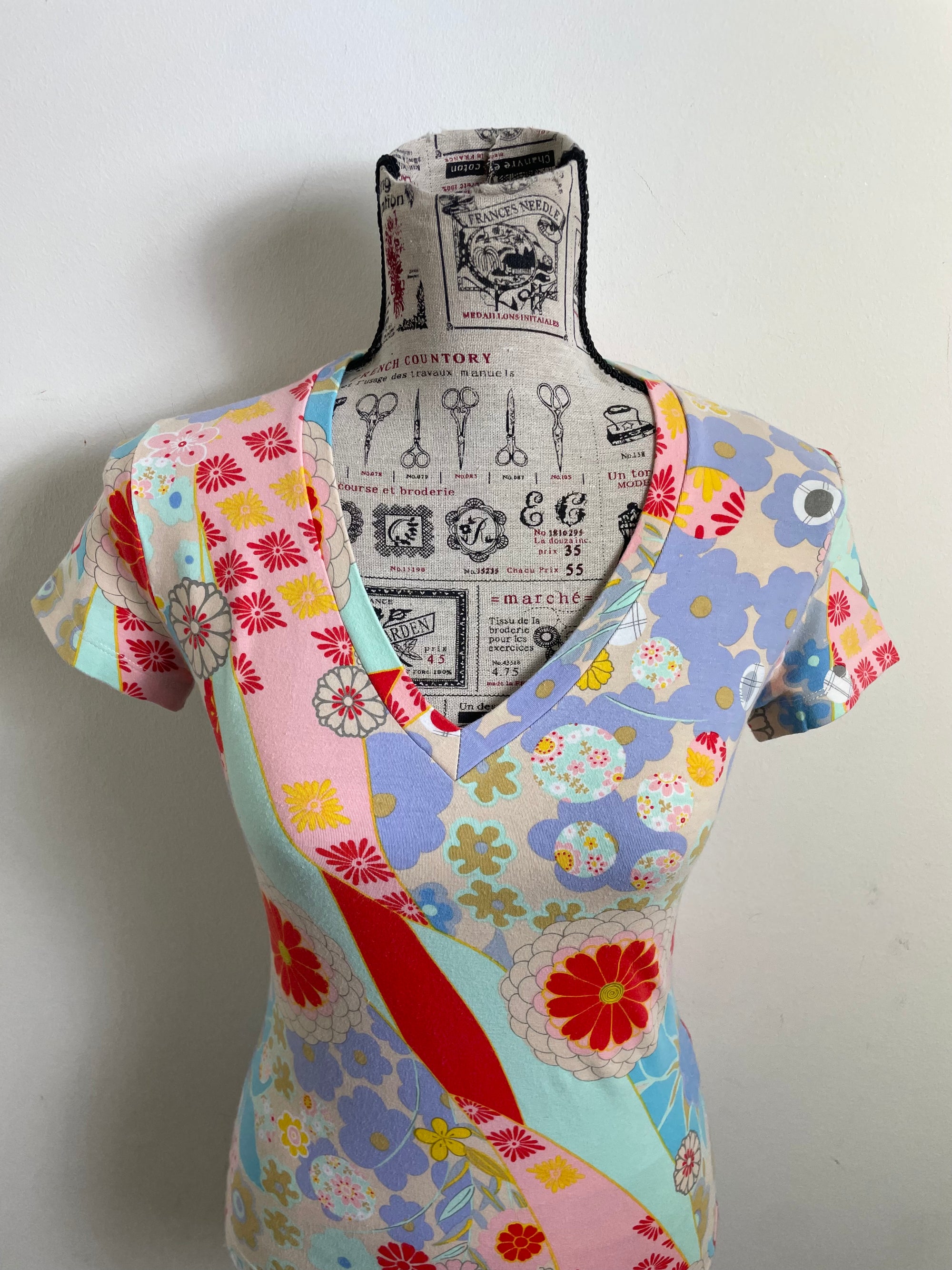 John Galliano Vintage Floral Multi-Colour Short Sleeve Top