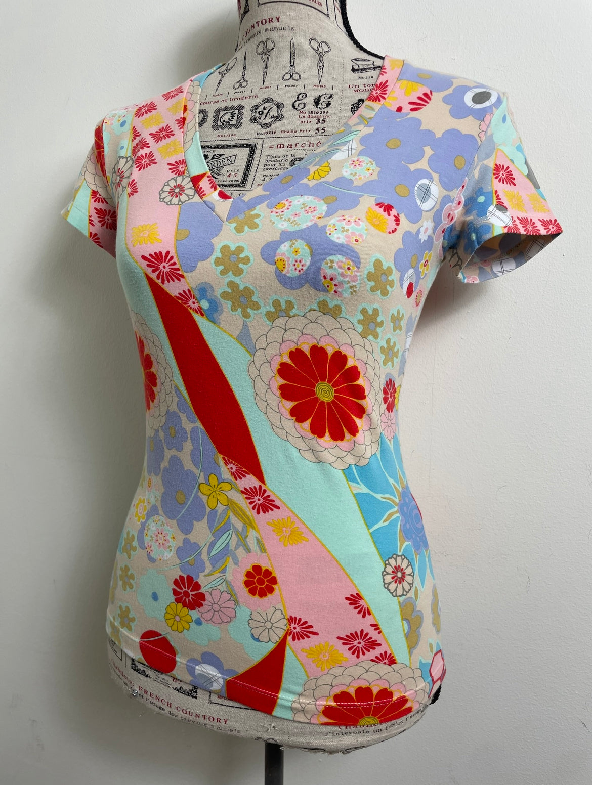 John Galliano Vintage Floral Multi-Colour Short Sleeve Top