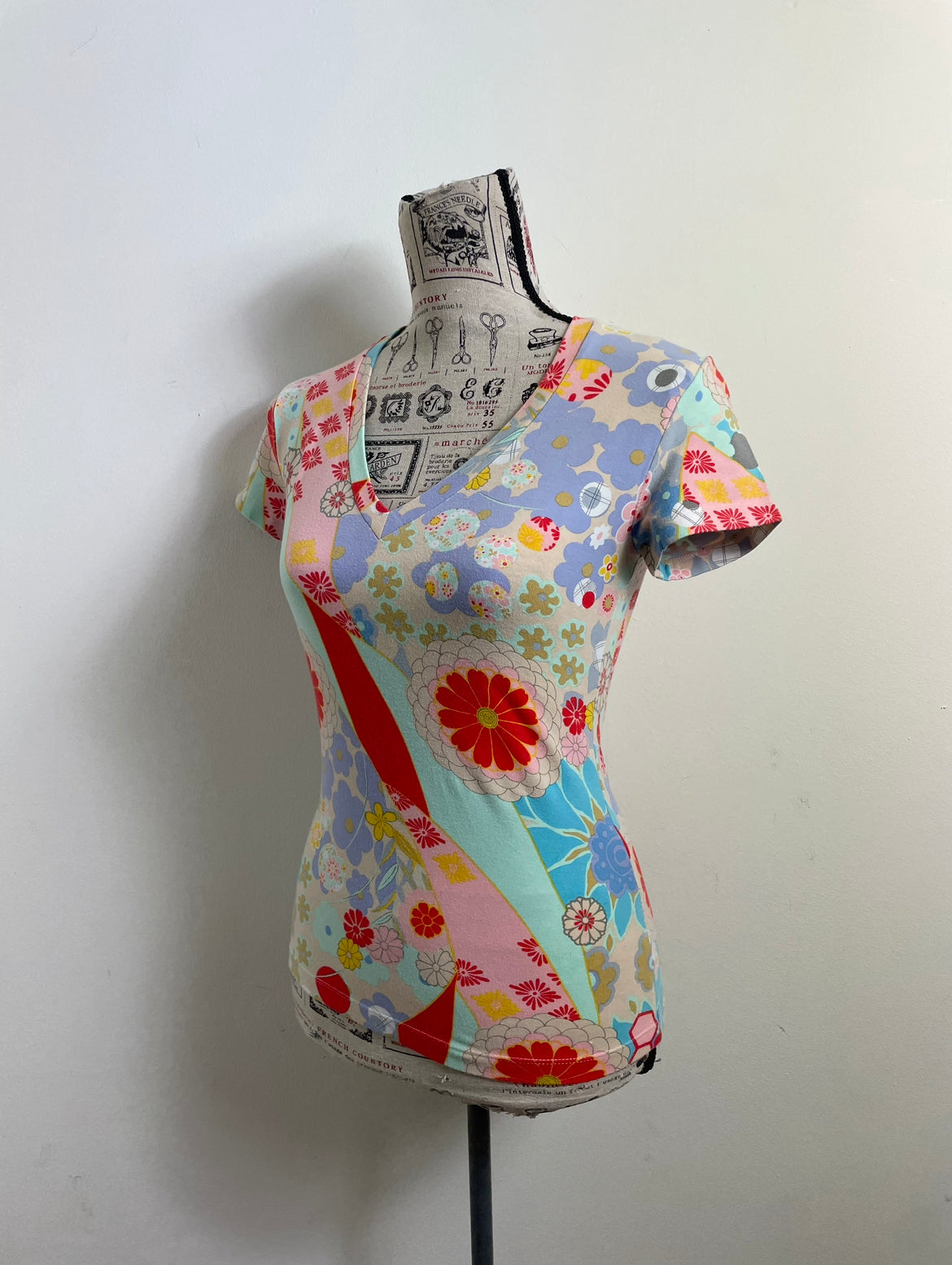 John Galliano Vintage Floral Multi-Colour Short Sleeve Top