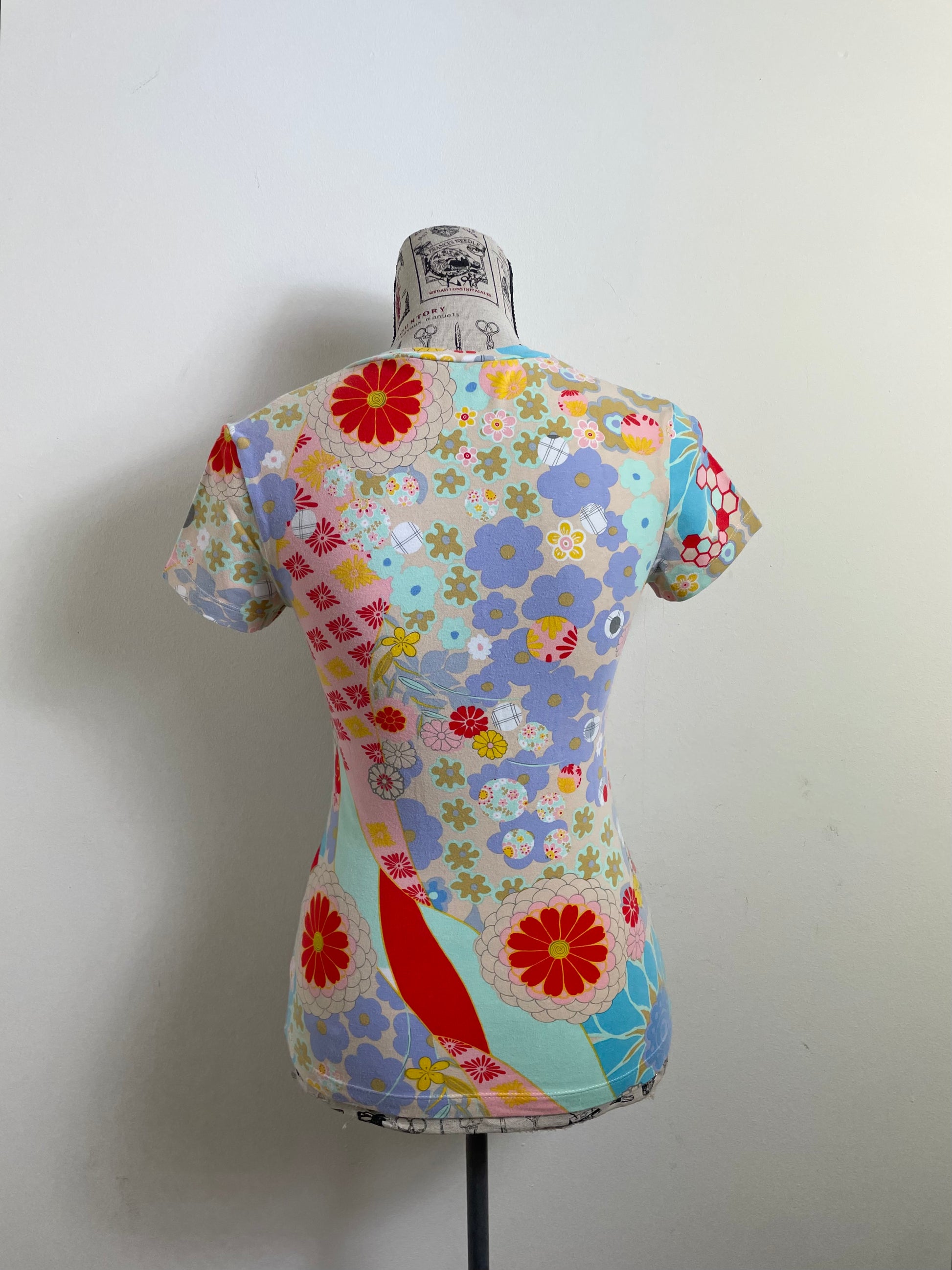 John Galliano Vintage Floral Multi-Colour Short Sleeve Top