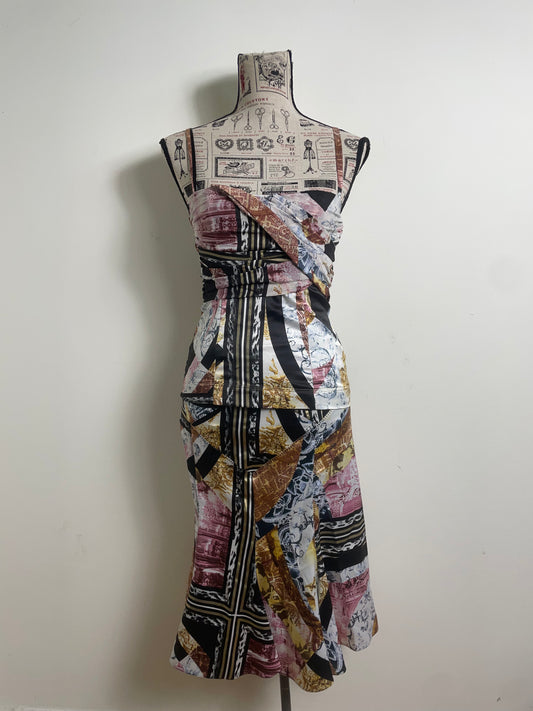 Just Cavalli 2007 Patchwork Silk Skirt & Corset Set