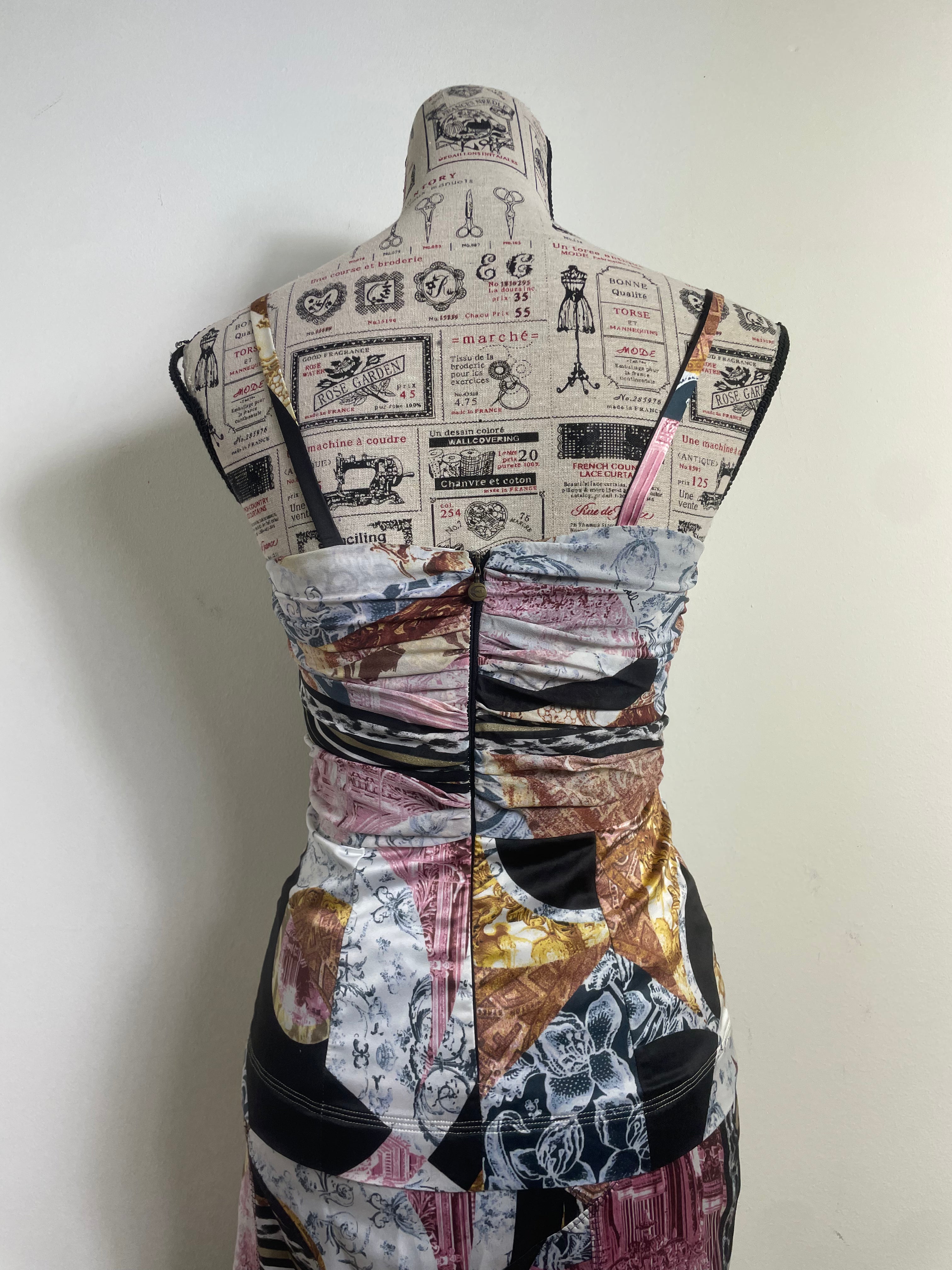Just Cavalli 2007 Patchwork Silk Skirt & Corset Set