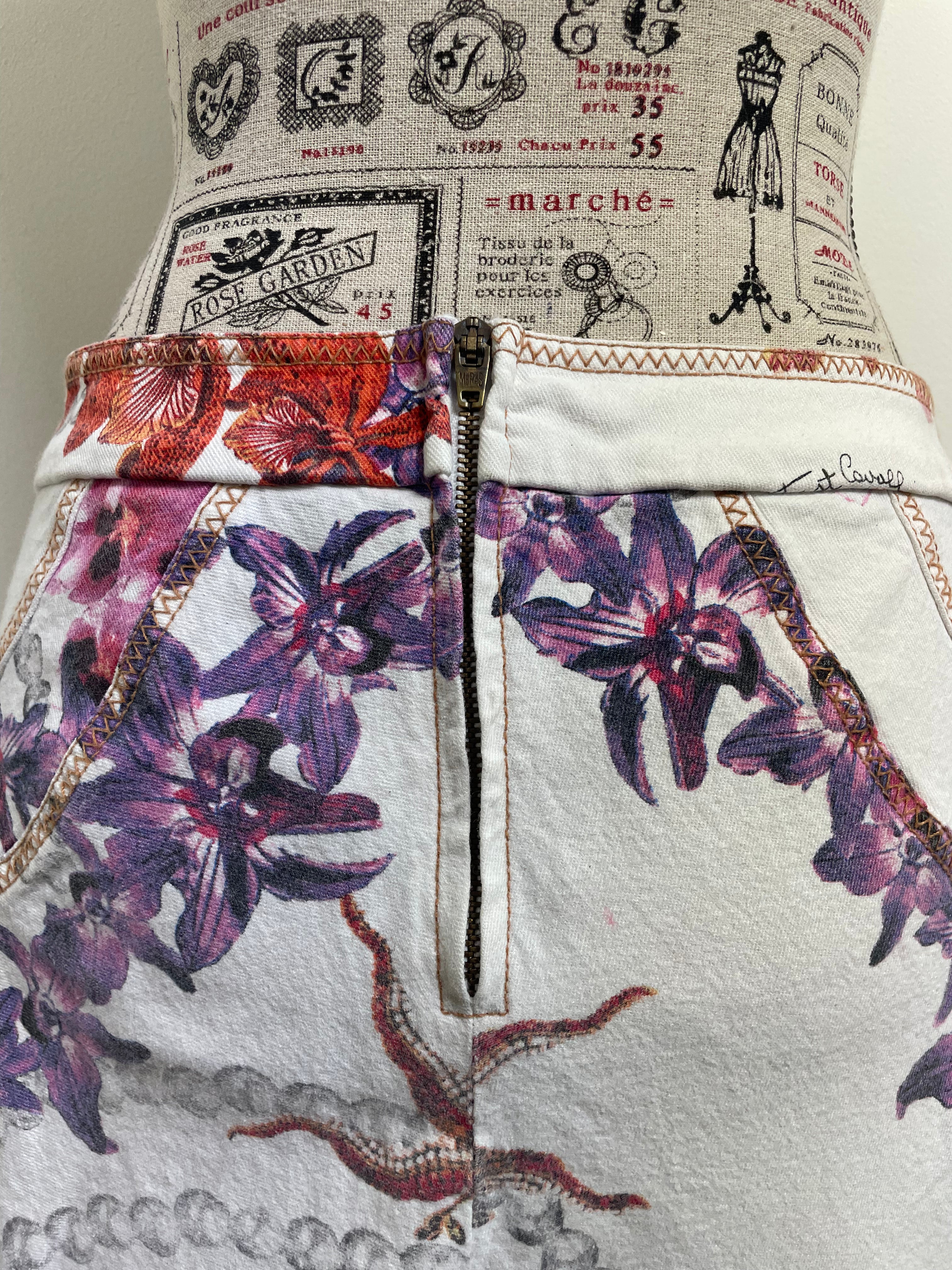 Just Cavalli Orchid-Print Fitted Blazer & Skirt Set
