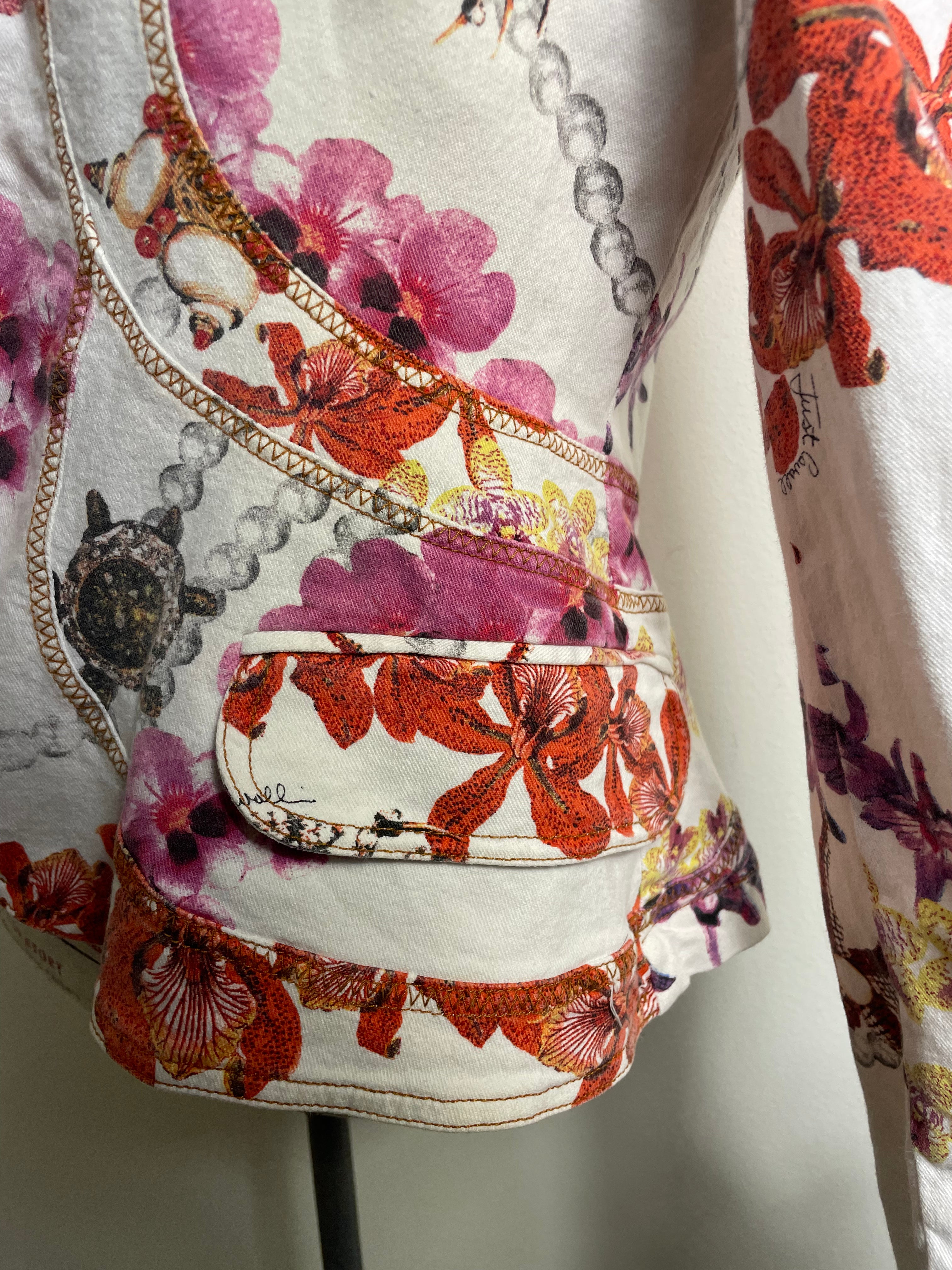 Just Cavalli Orchid-Print Fitted Blazer & Skirt Set