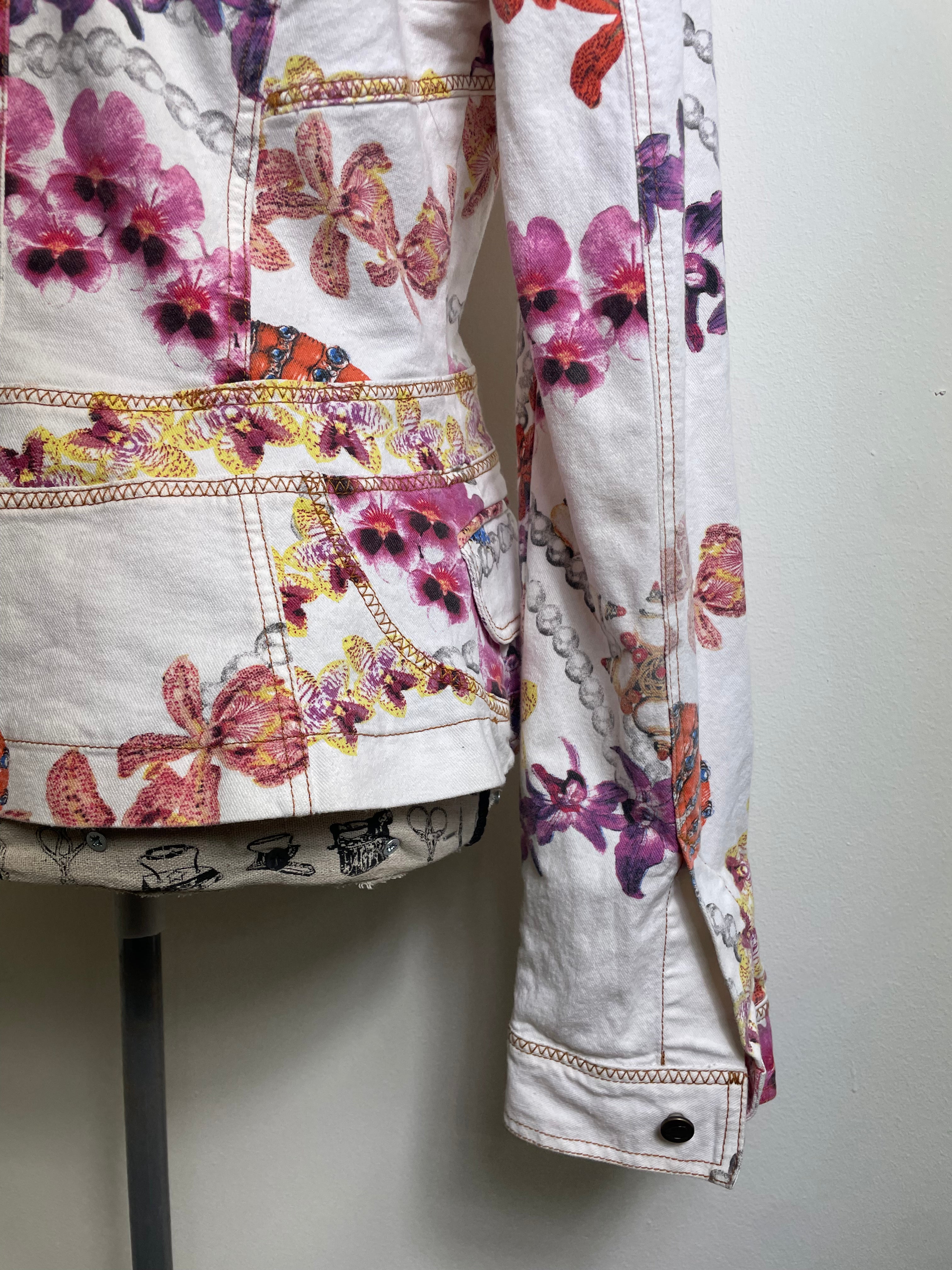 Just Cavalli Orchid-Print Fitted Blazer & Skirt Set