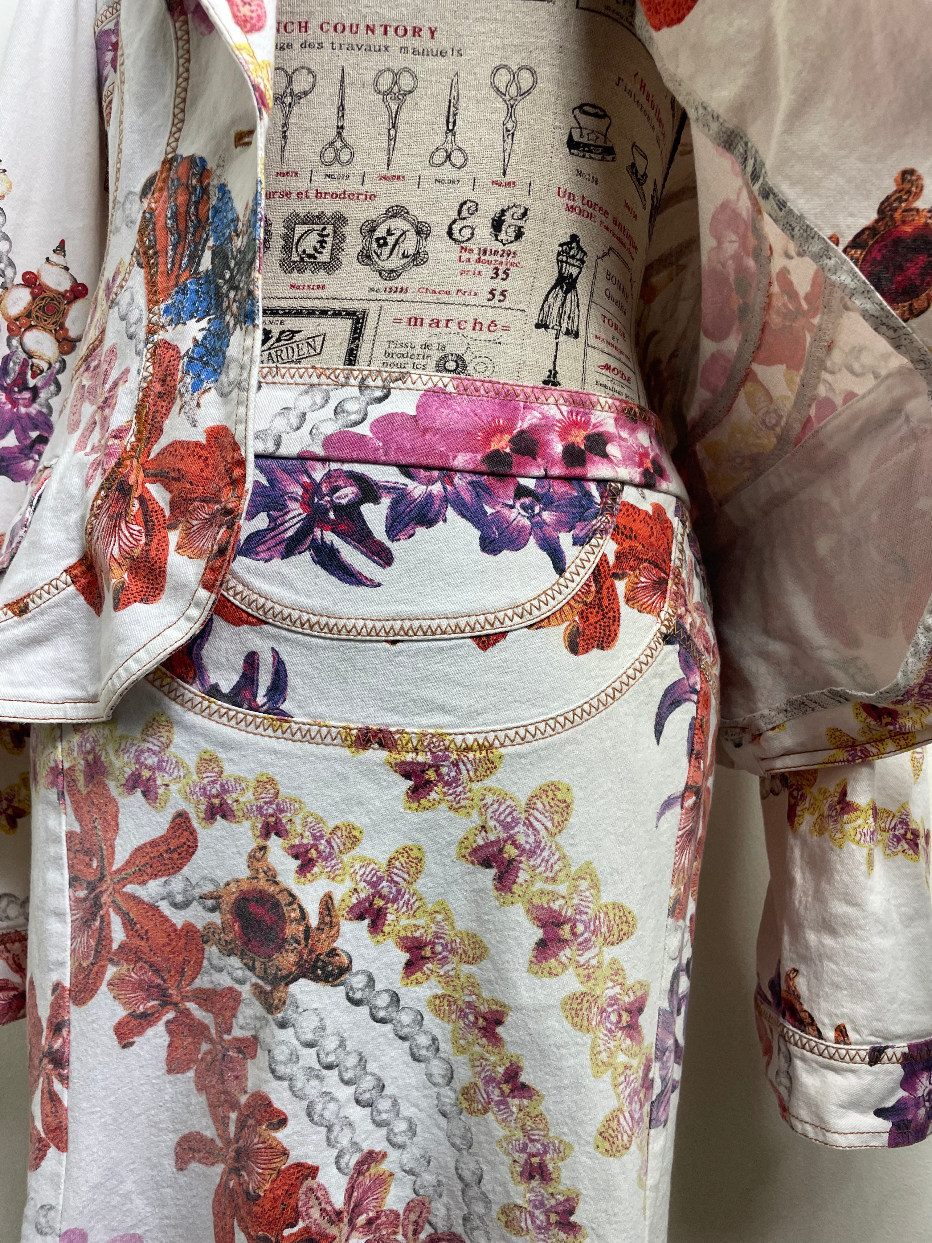 Just Cavalli Orchid-Print Fitted Blazer & Skirt Set