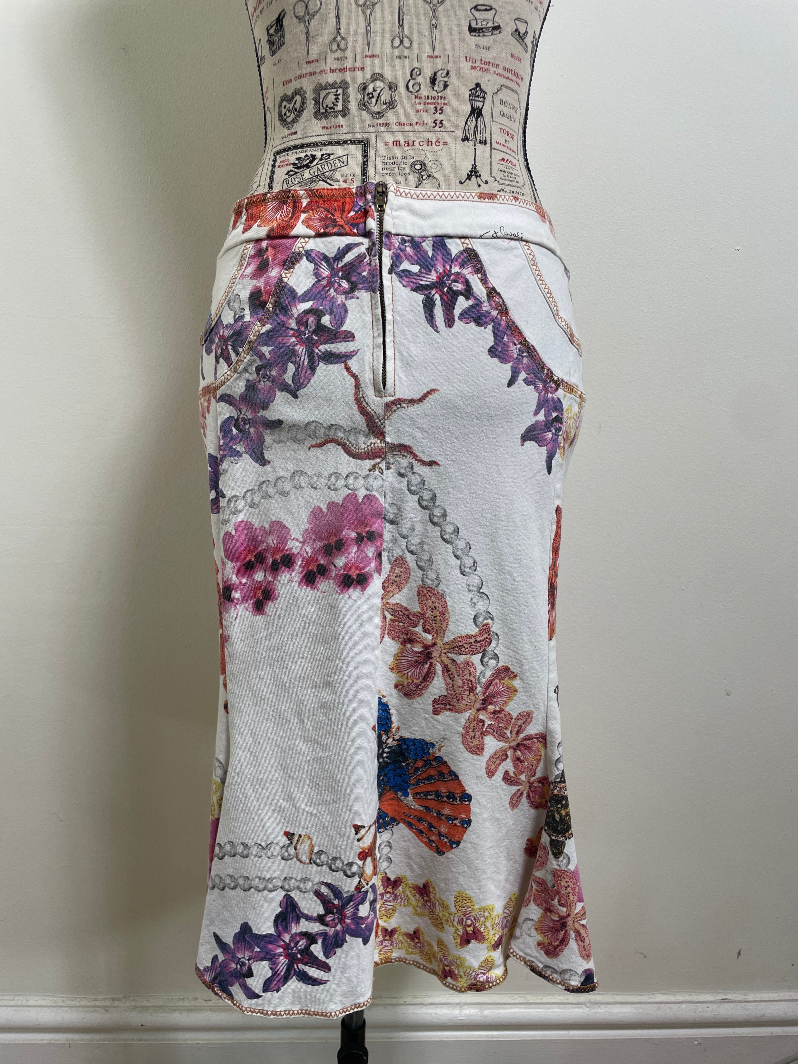 Just Cavalli Orchid-Print Fitted Blazer & Skirt Set