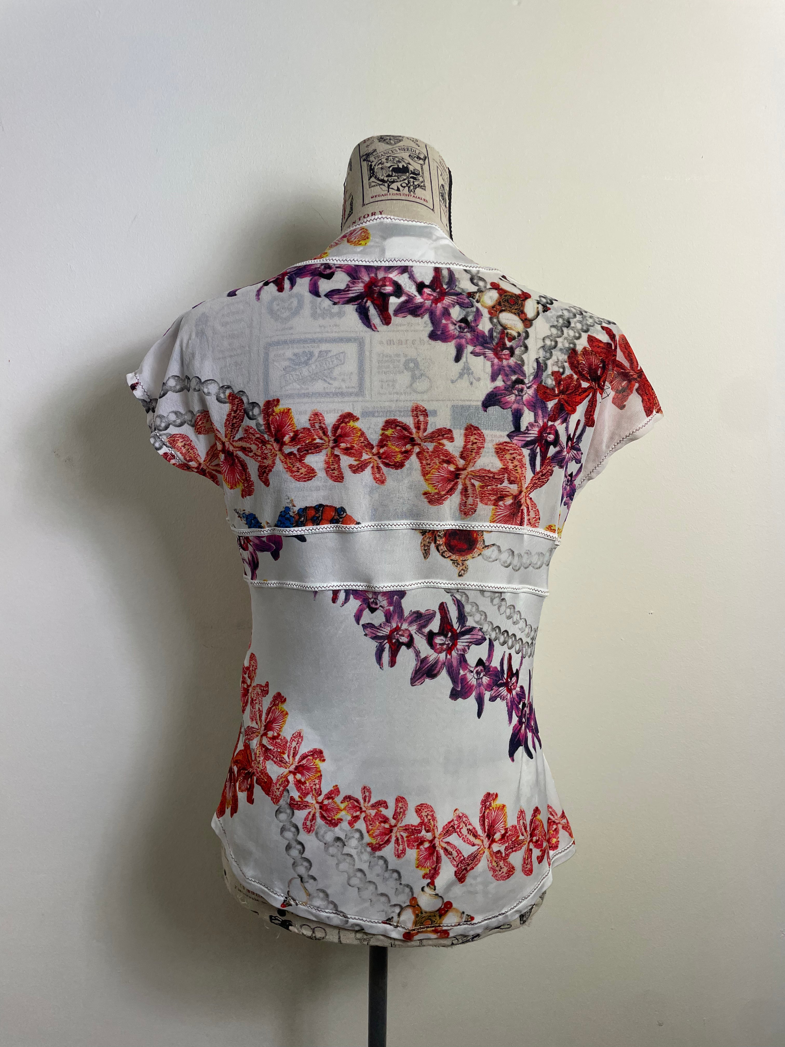 Just Cavalli Orchid Print Blouse