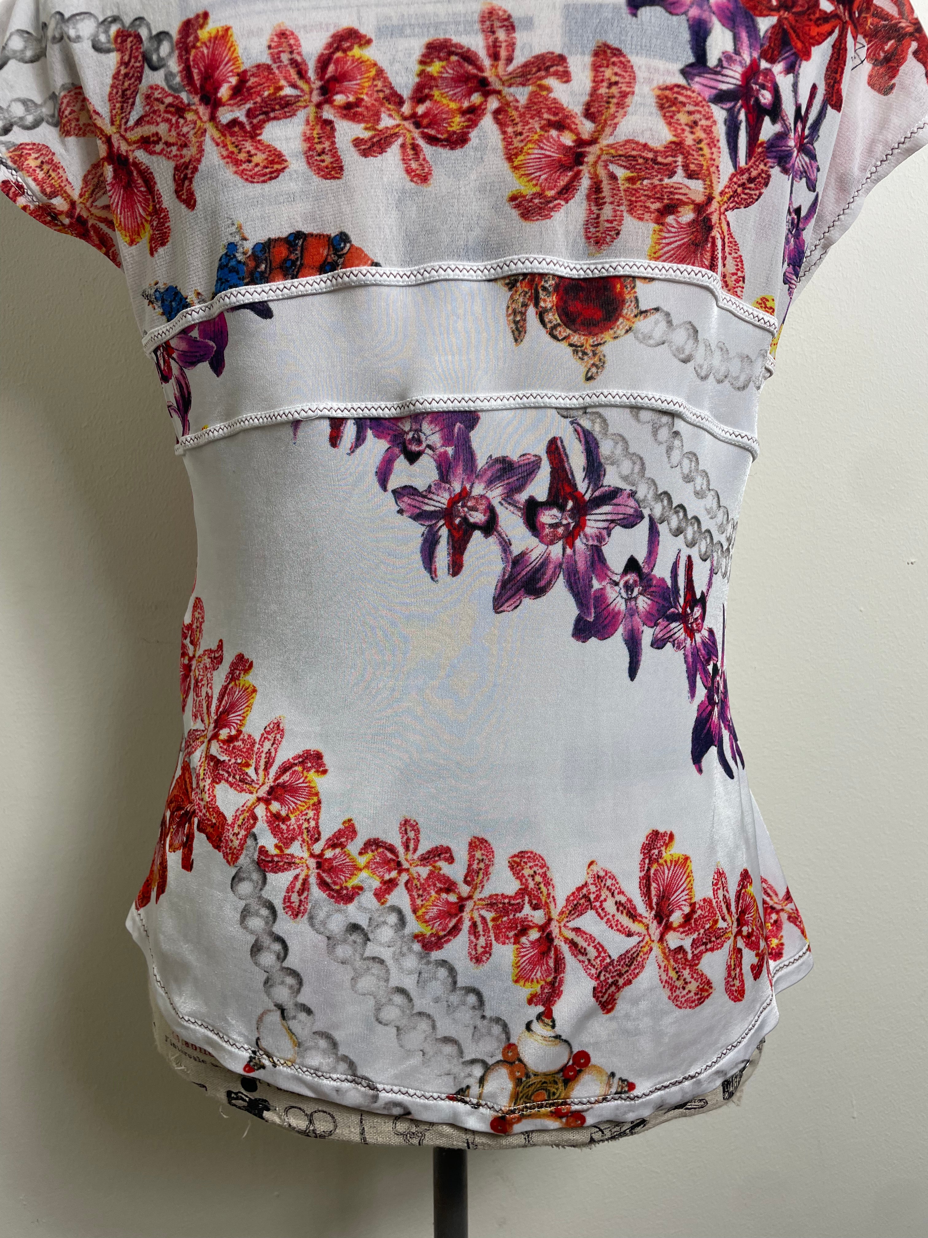 Just Cavalli Orchid Print Blouse