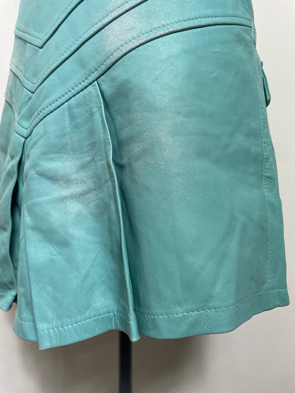 Just Cavalli Spearmint Leather Pleated Skirt
