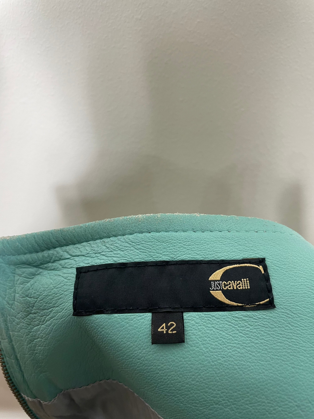 Just Cavalli Spearmint Leather Pleated Skirt