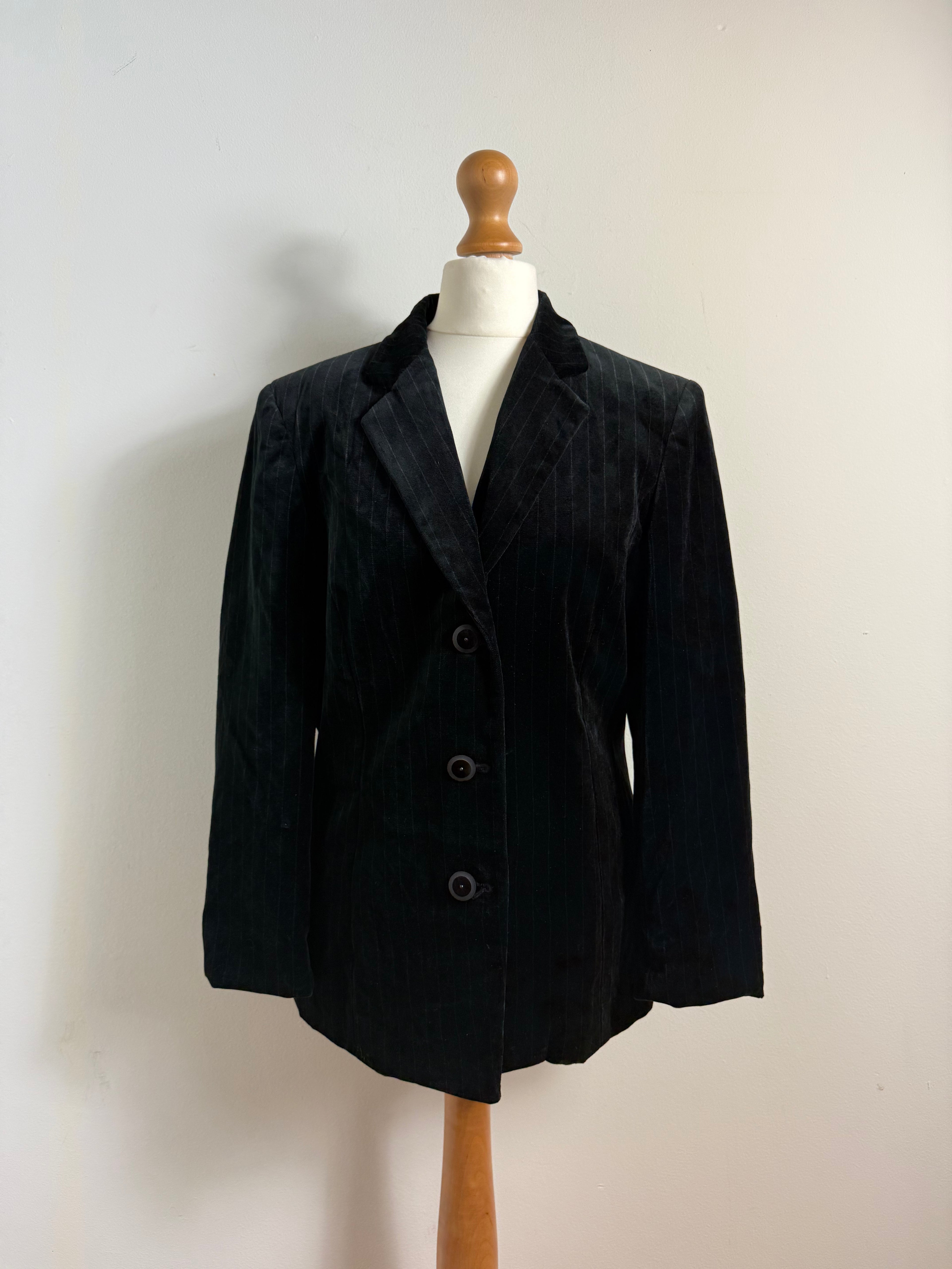 Liz Claiborne Vintage Black Velvet Pinstripe Blazer
