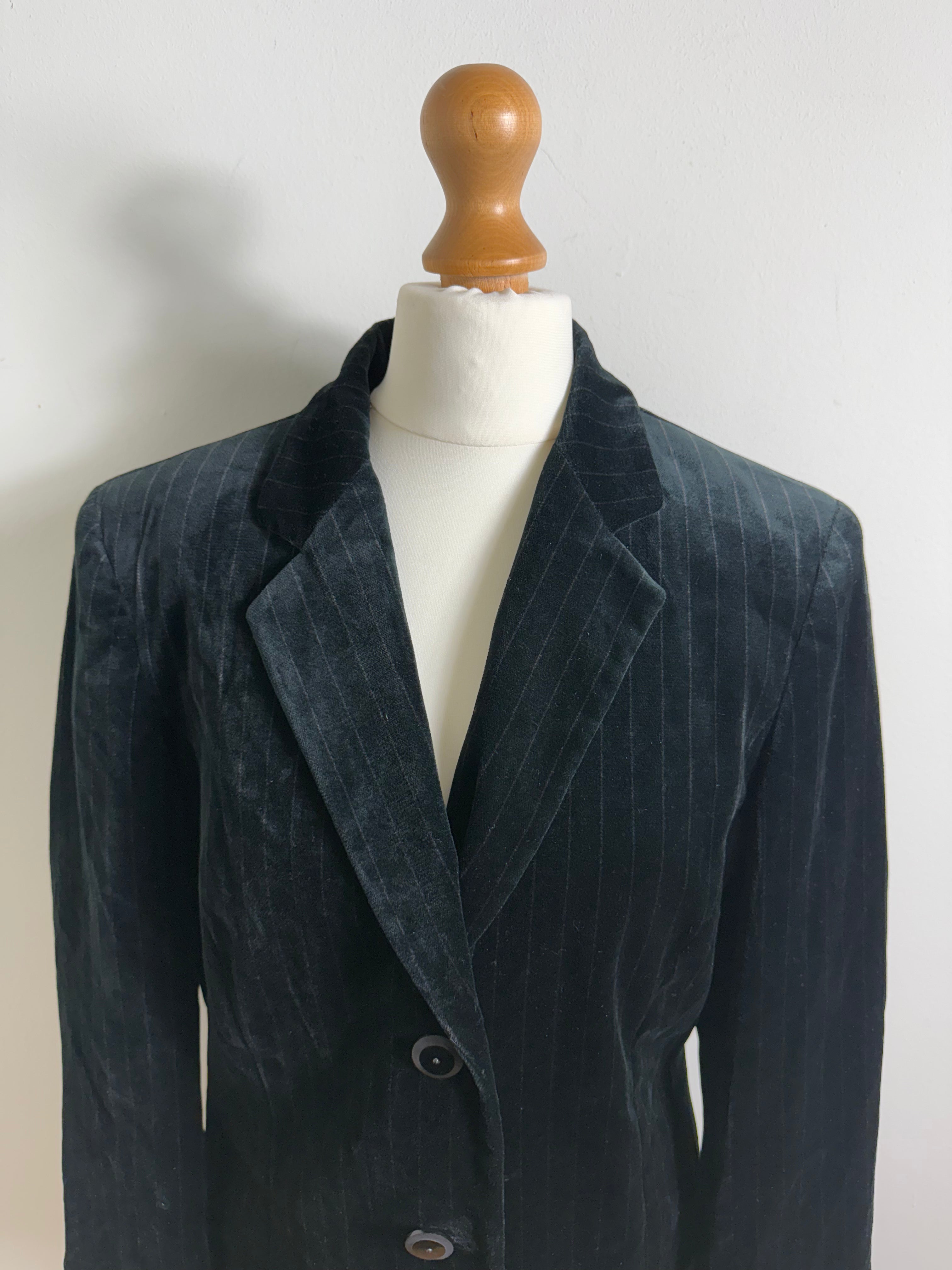 Liz Claiborne Vintage Black Velvet Pinstripe Blazer