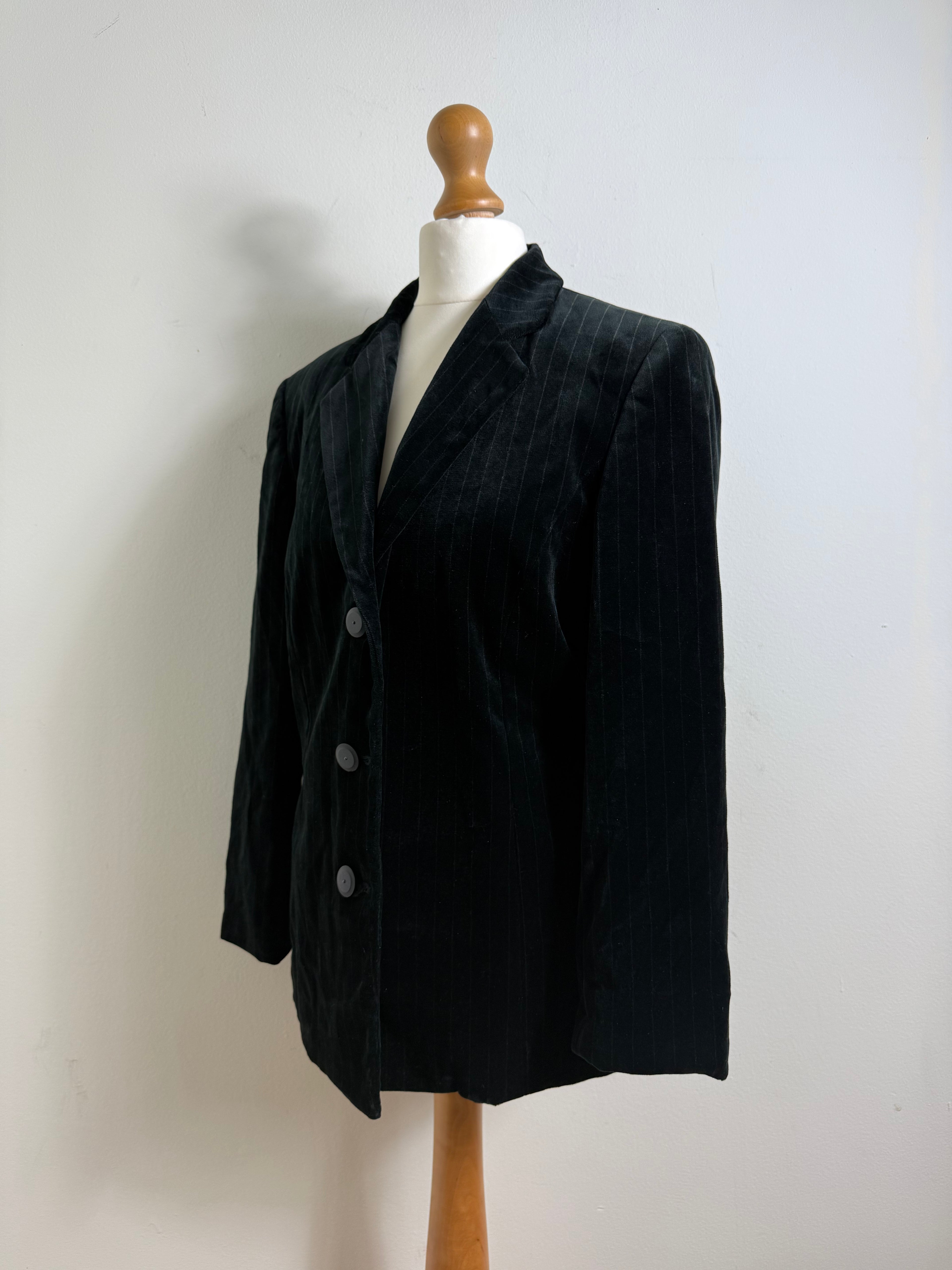 Liz Claiborne Vintage Black Velvet Pinstripe Blazer