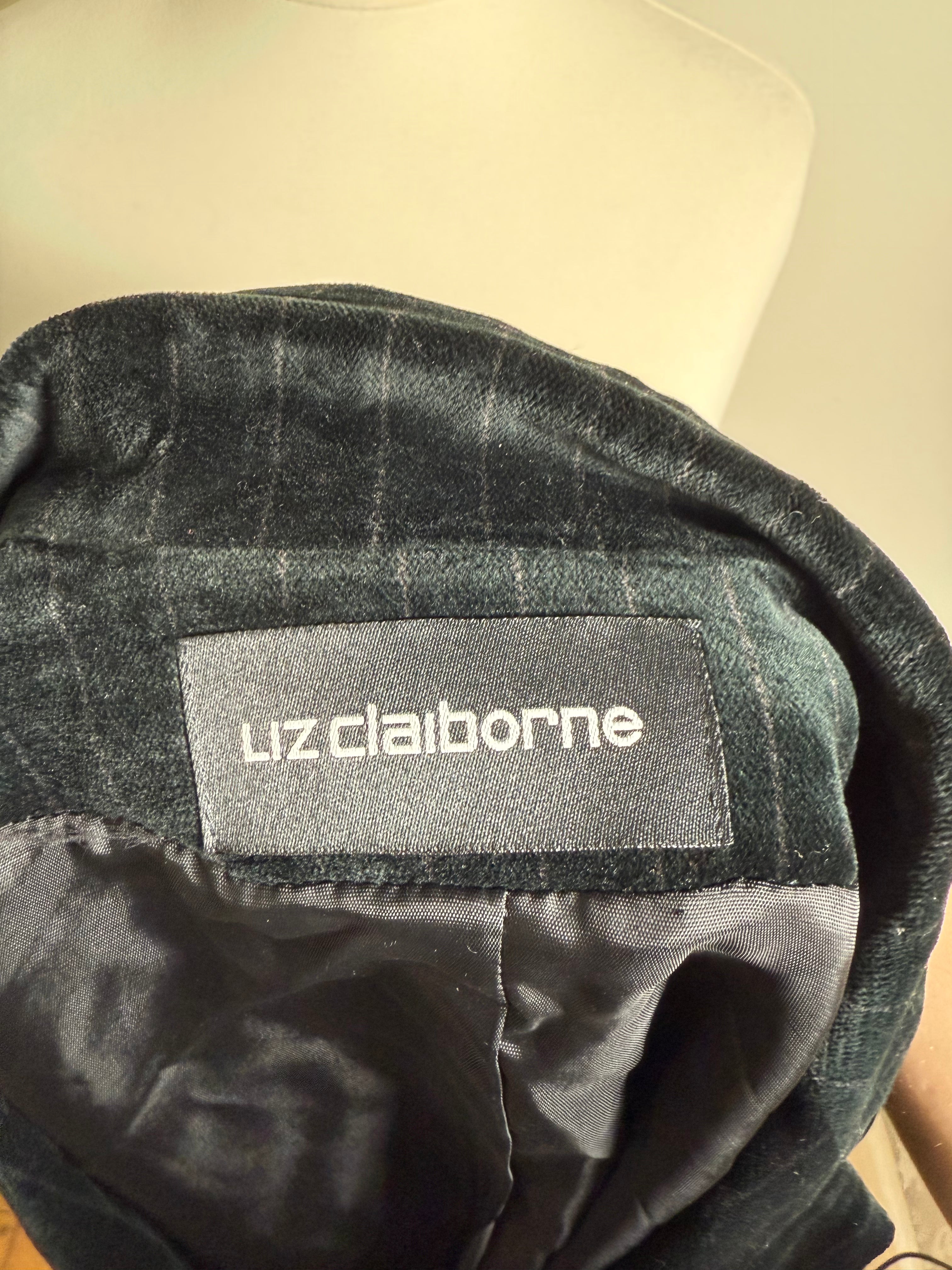 Liz Claiborne Vintage Black Velvet Pinstripe Blazer