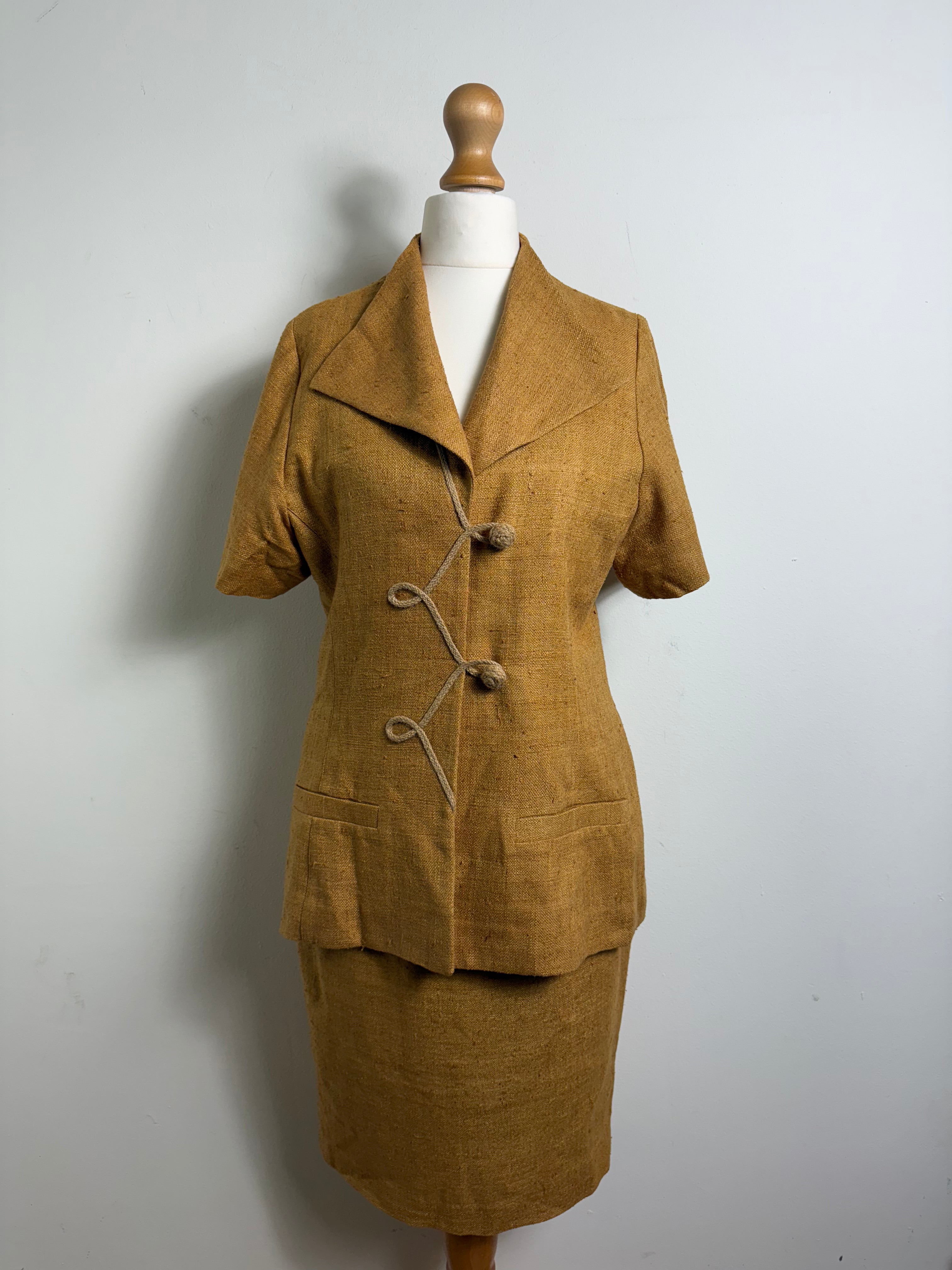 Martine Douvier Vintage Mustard Skirt Suit Set 2