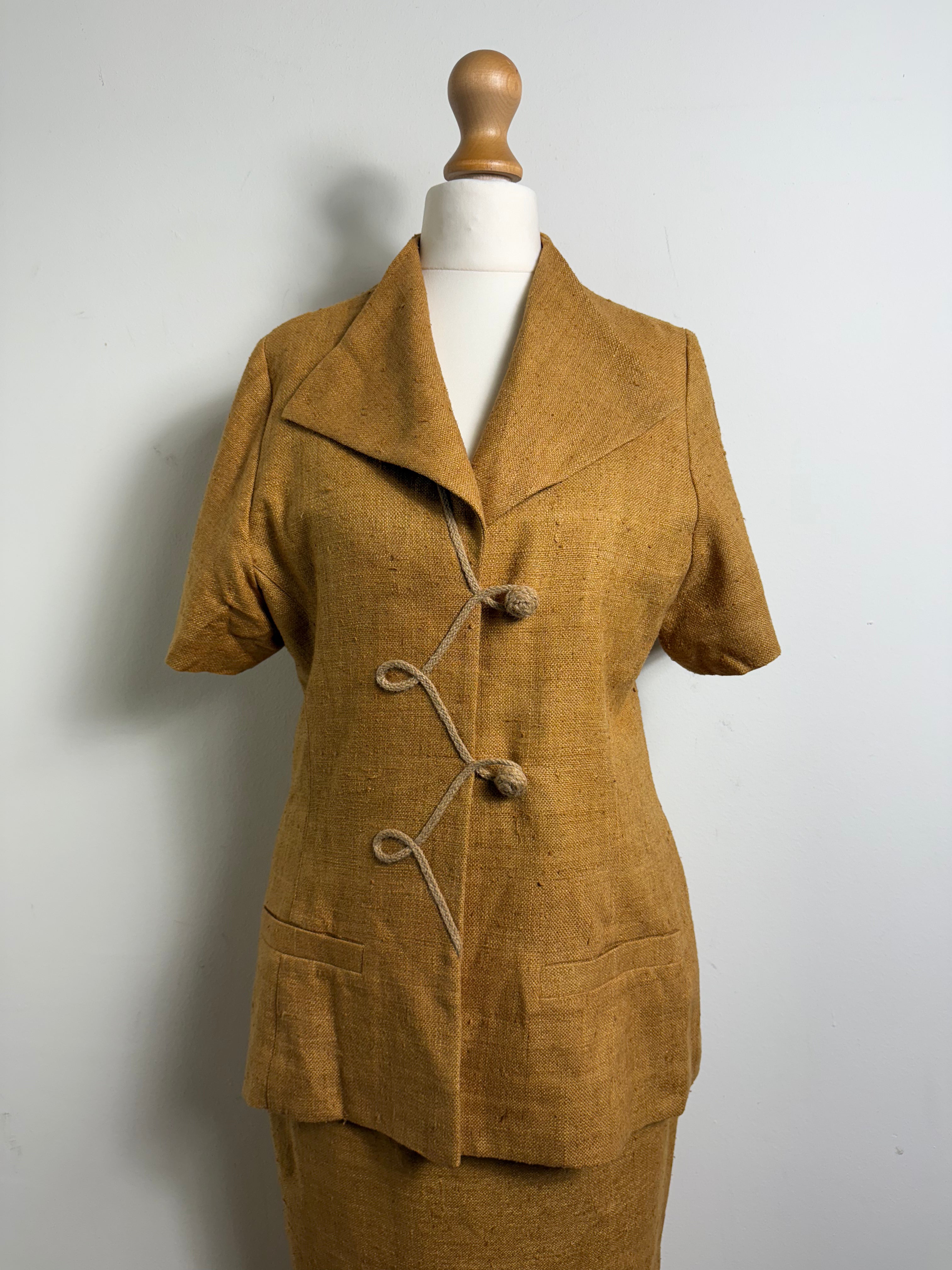Martine Douvier Vintage Mustard Skirt Suit Set