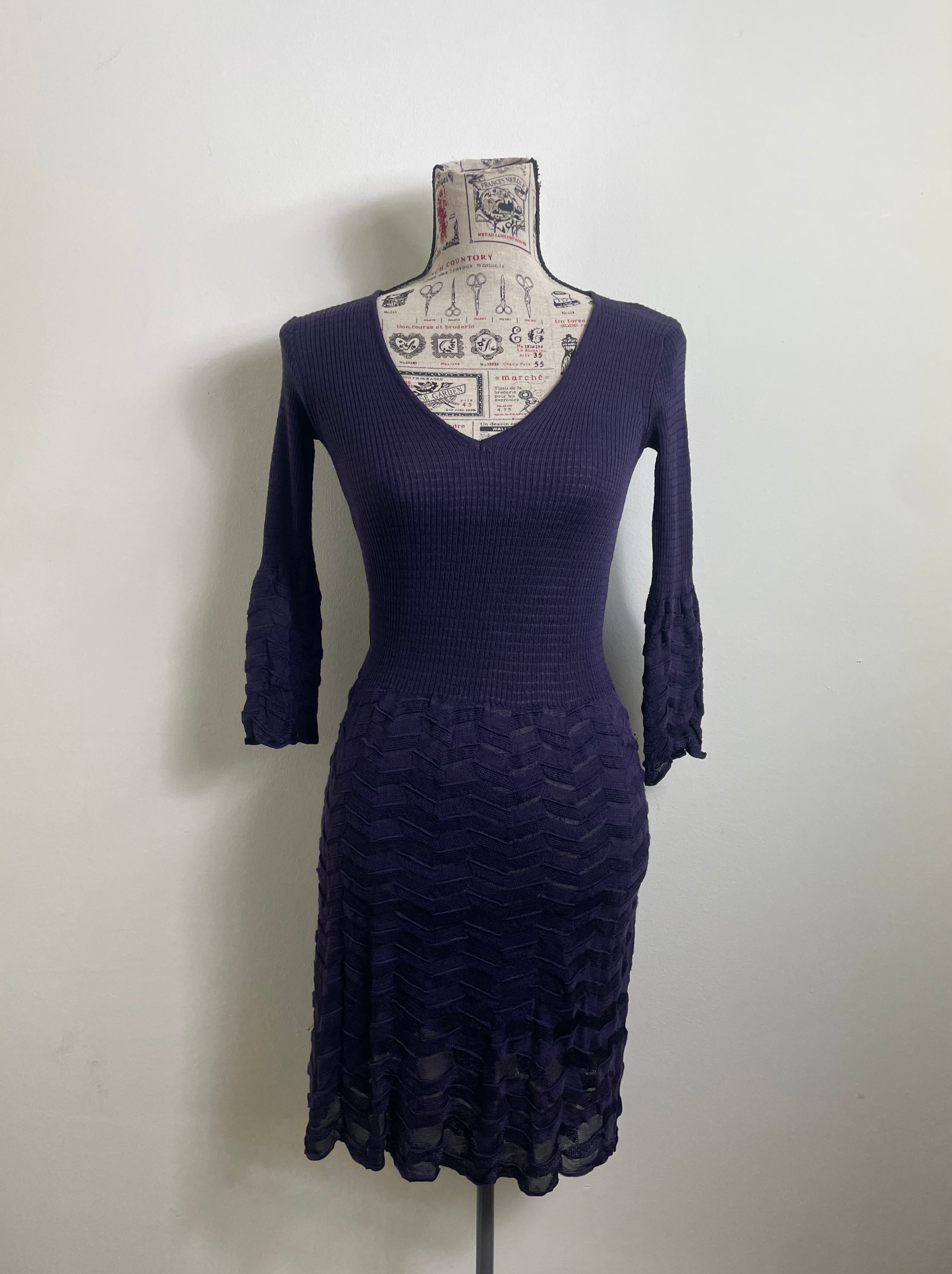 Missoni Purple 3/4 Sleeve Midi Dress