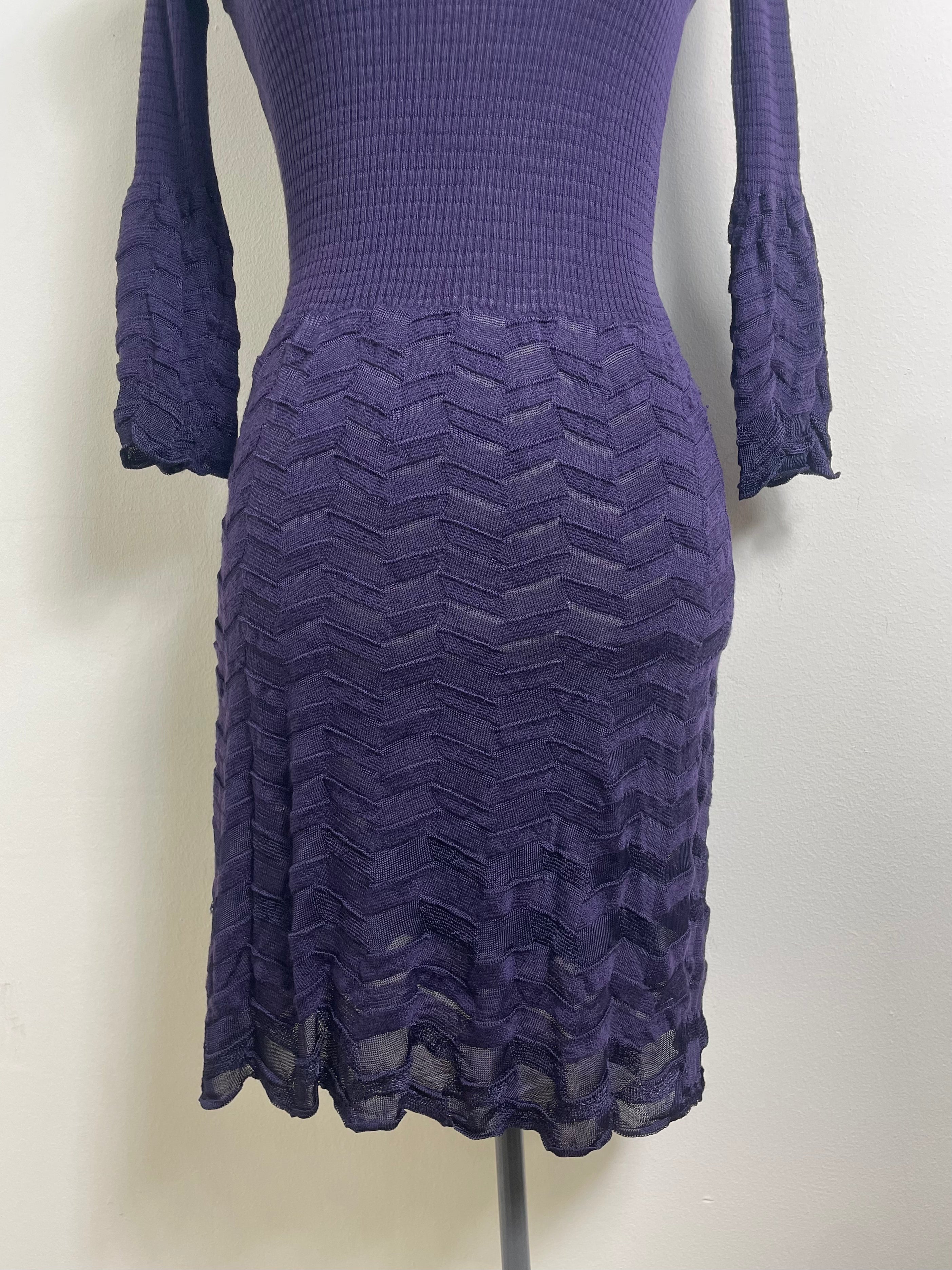 Missoni Purple 3/4 Sleeve Midi Dress