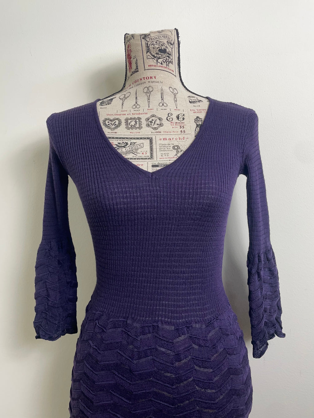 Missoni Purple 3/4 Sleeve Midi Dress