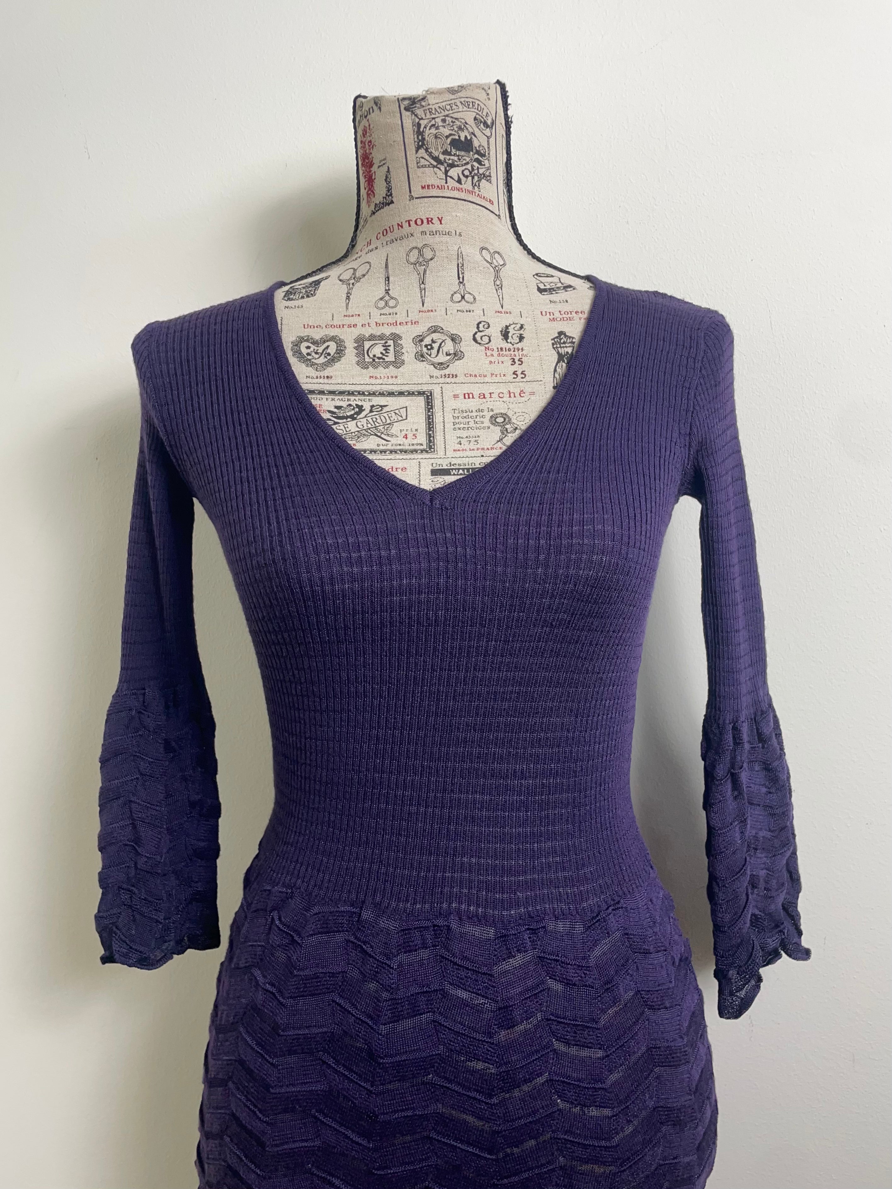 Missoni Purple 3/4 Sleeve Midi Dress