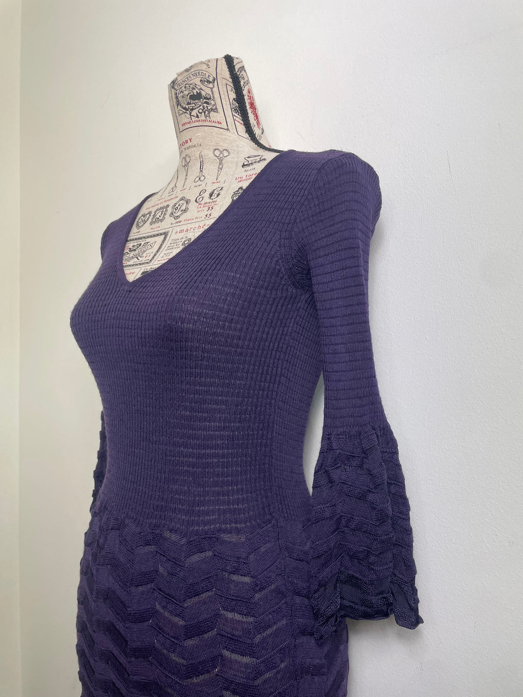 Missoni Purple 3/4 Sleeve Midi Dress