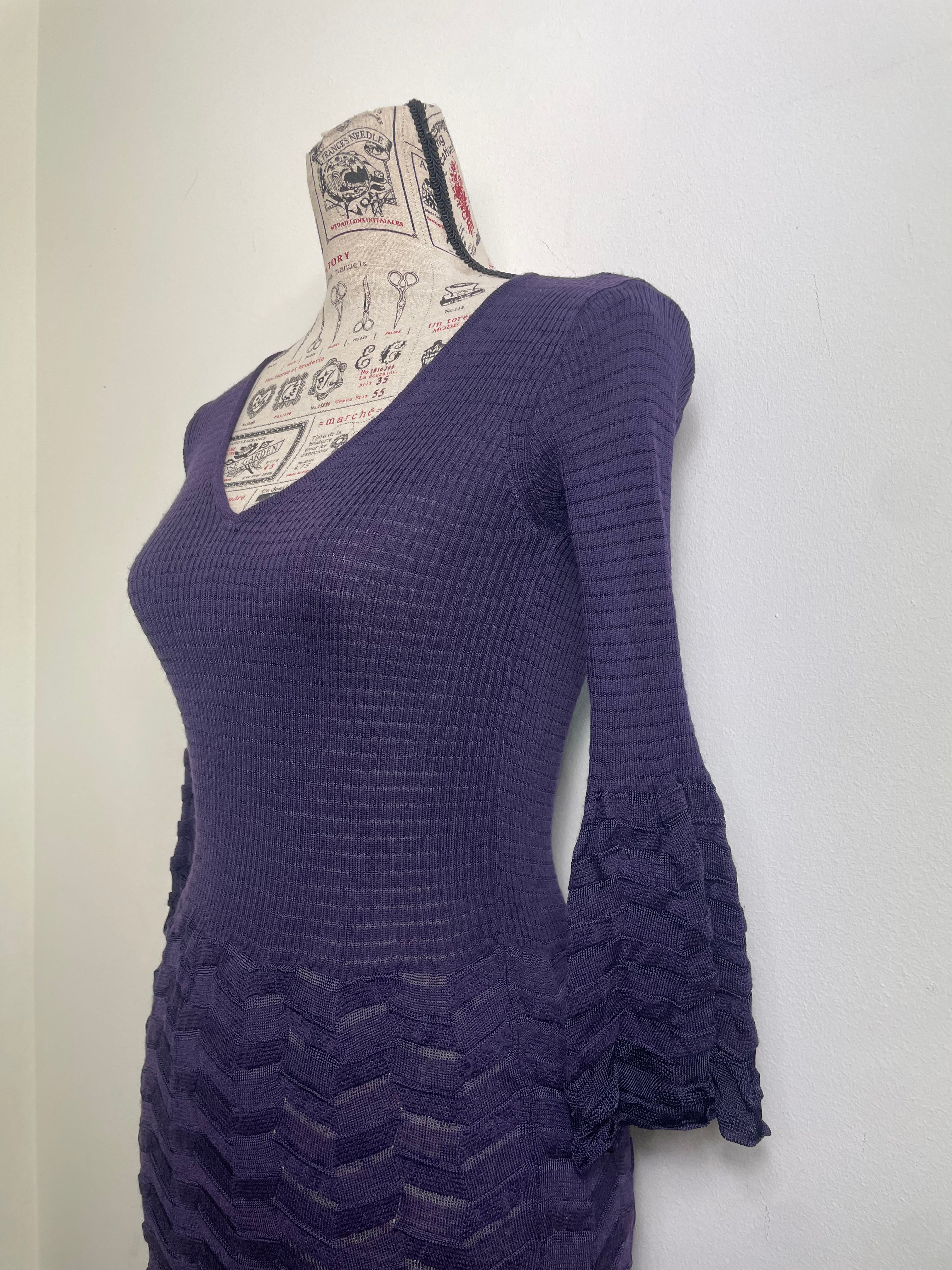 Missoni Purple 3/4 Sleeve Midi Dress