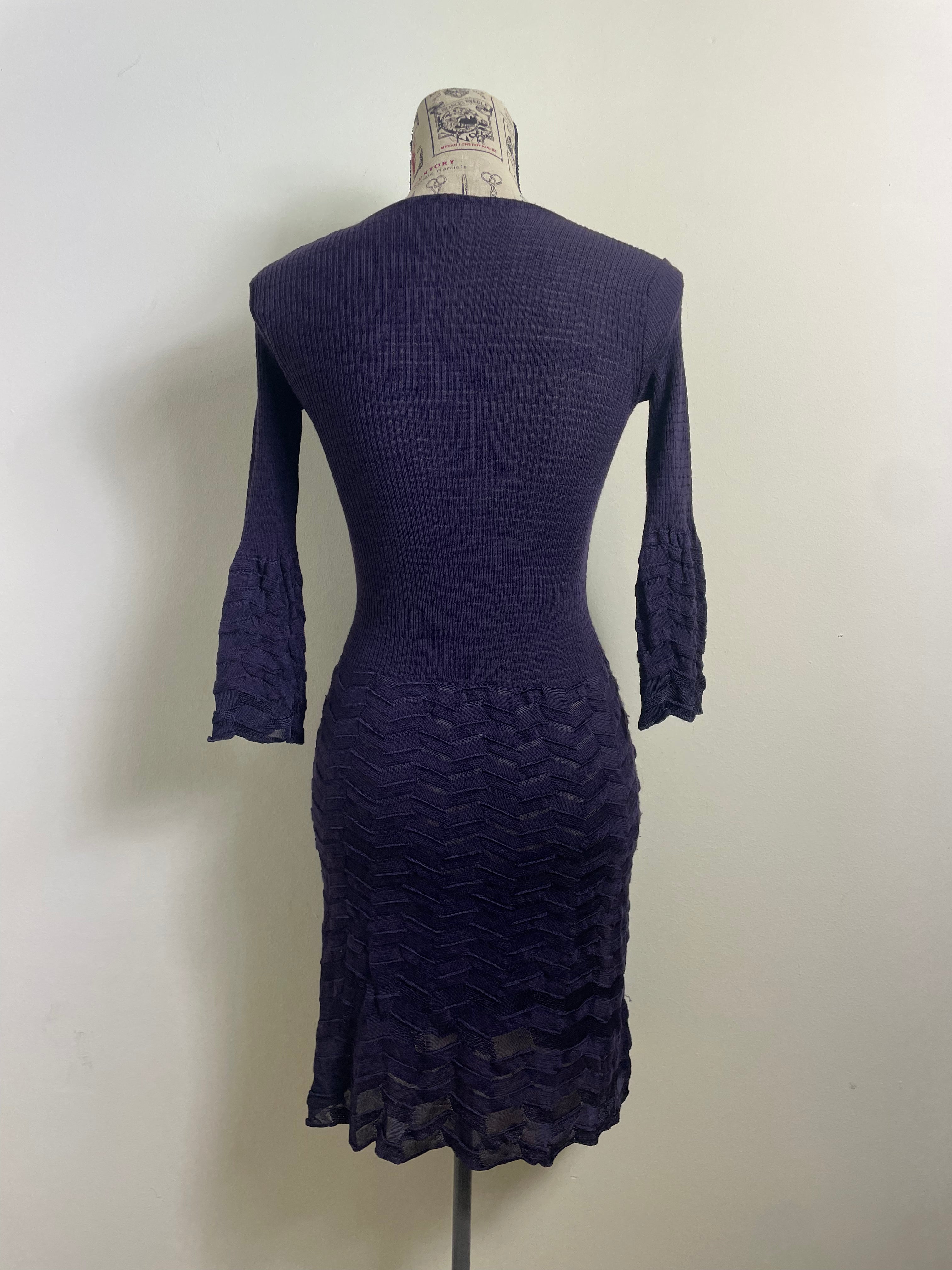 Missoni Purple 3/4 Sleeve Midi Dress
