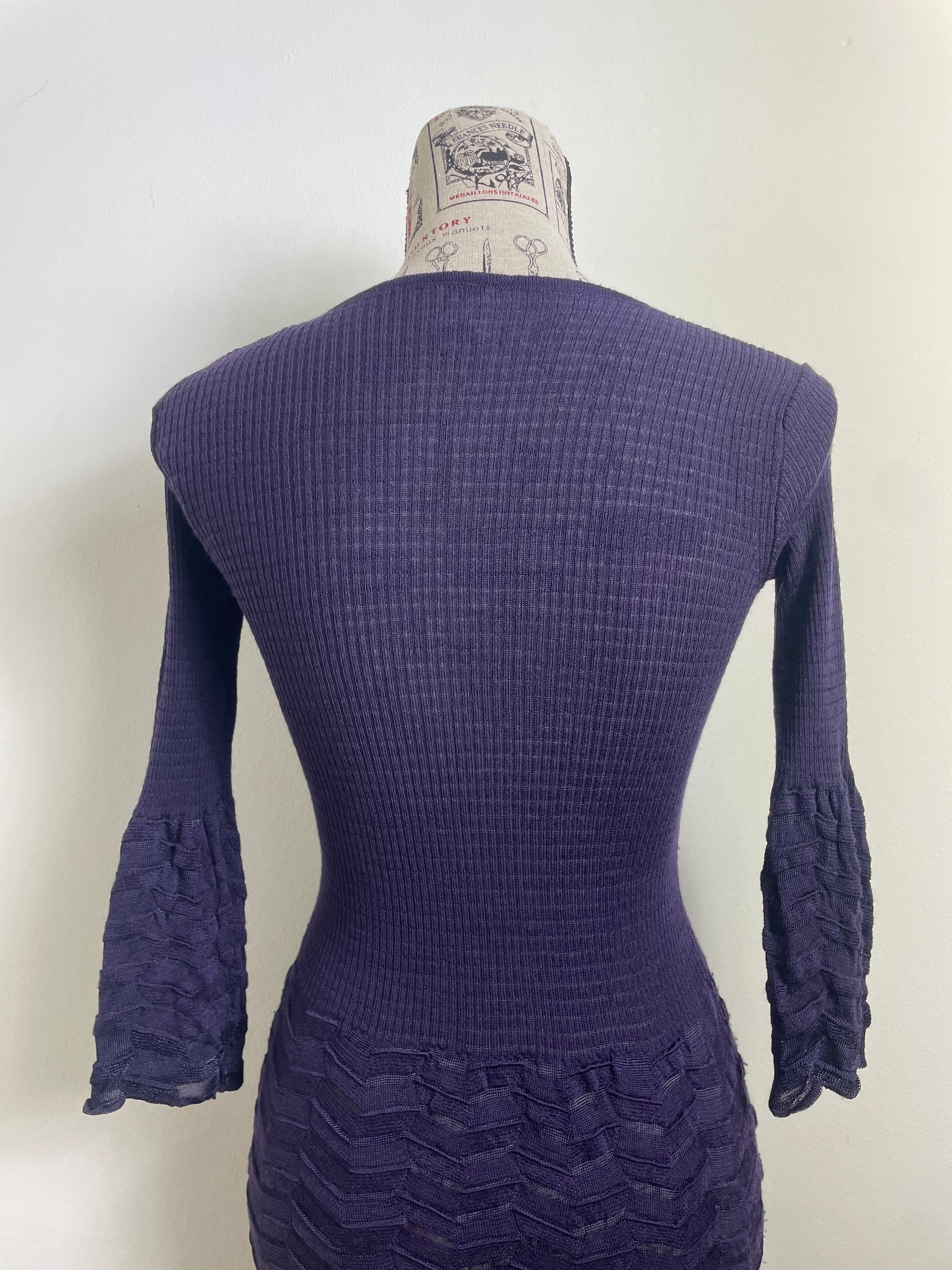 Missoni Purple 3/4 Sleeve Midi Dress
