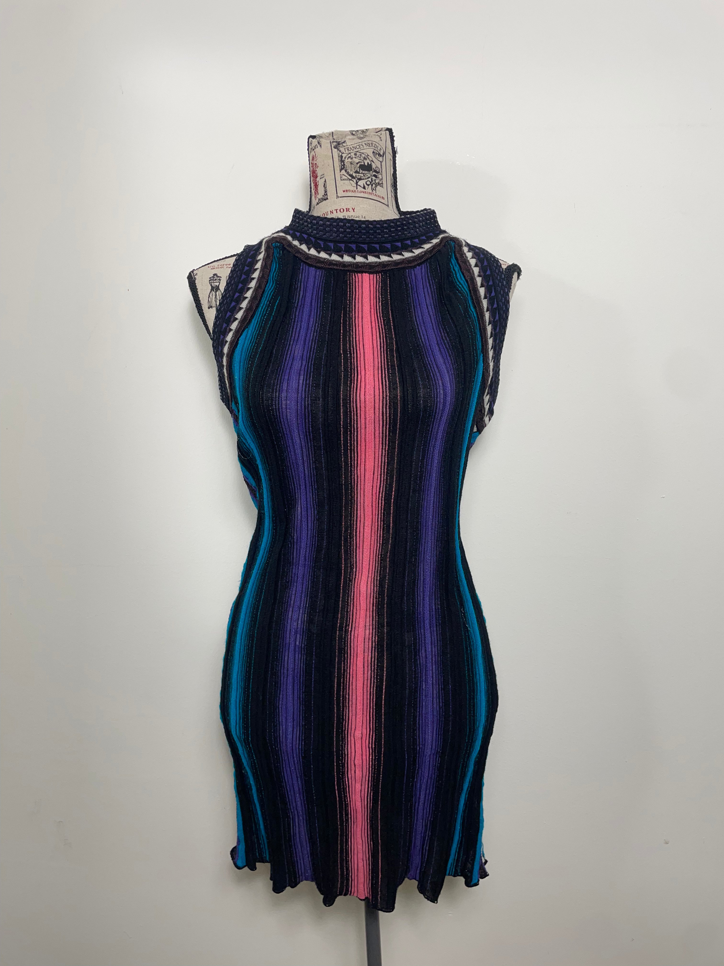 Missoni Vertical Stripped High Neck Shift Dress