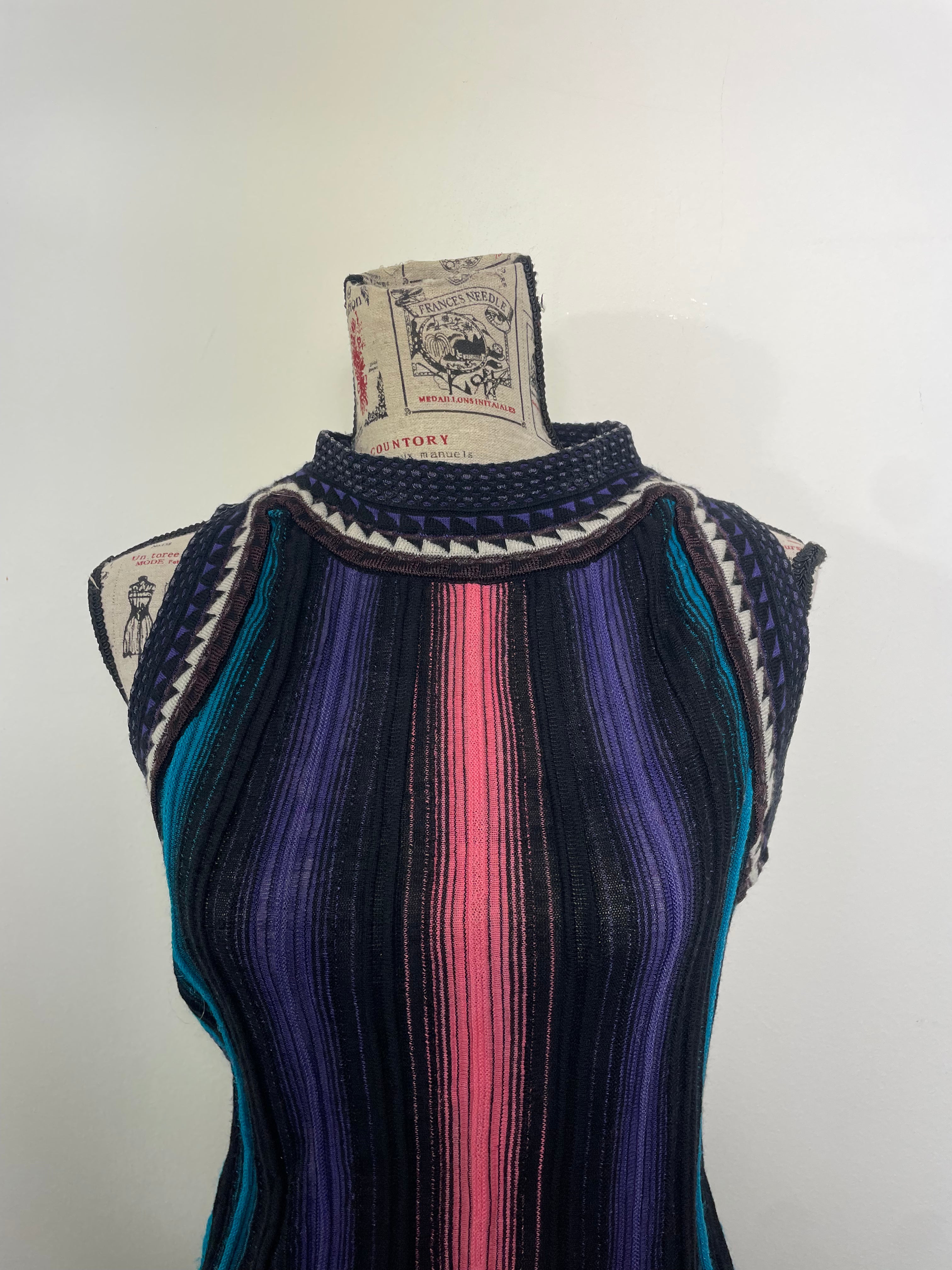 Missoni Vertical Stripped High Neck Shift Dress
